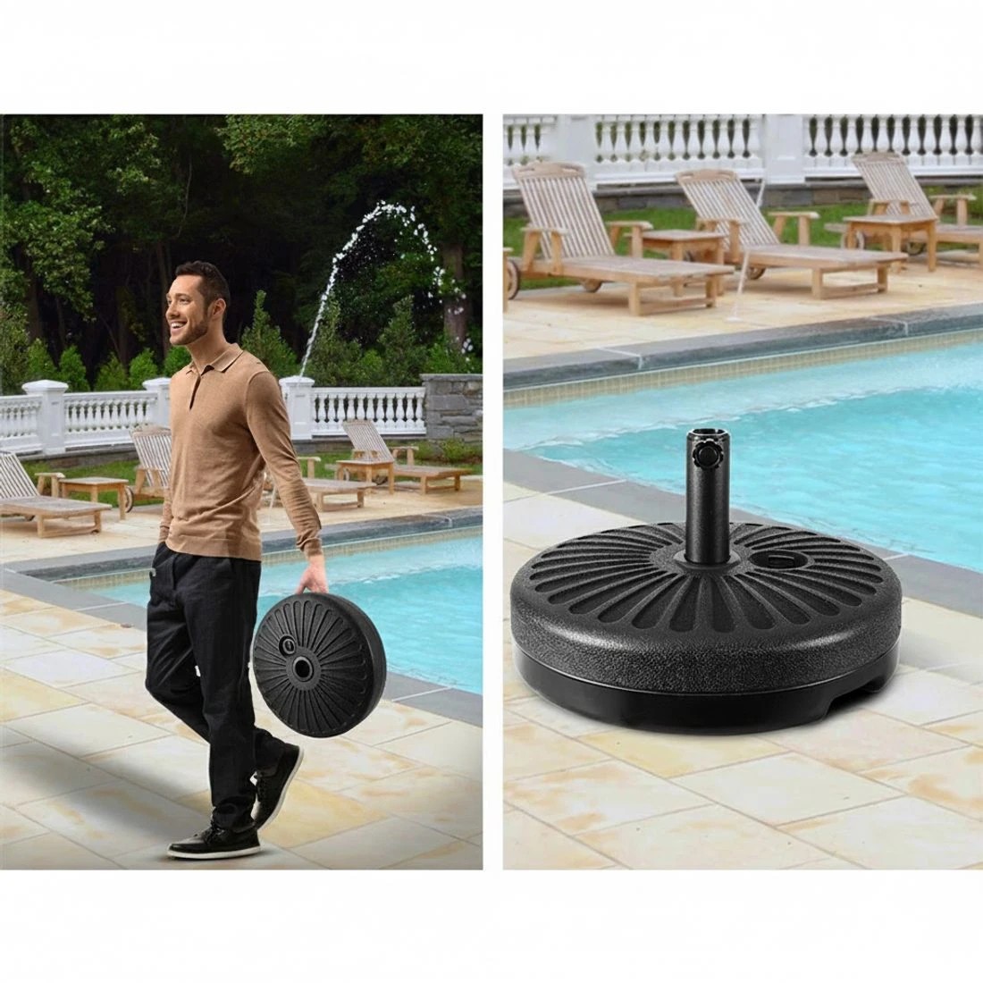 5 Instahut 51cm Outdoor Umbrella Base Round Stand Pod - Black, 5 of 7