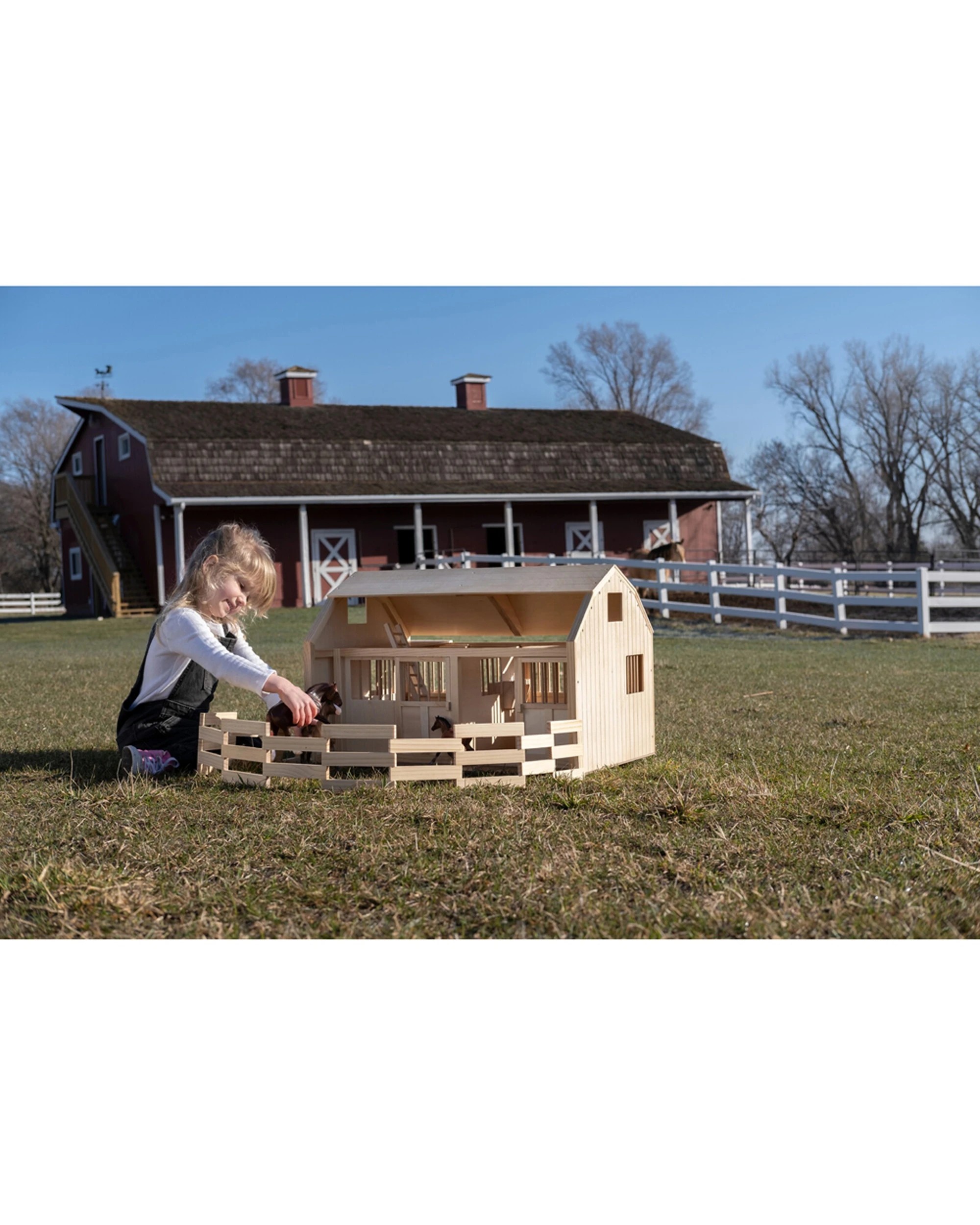 2 Countryside Wooden Stable & Barn Kids Children Farm Creative Play Toy Set - Natural, 2 of 5