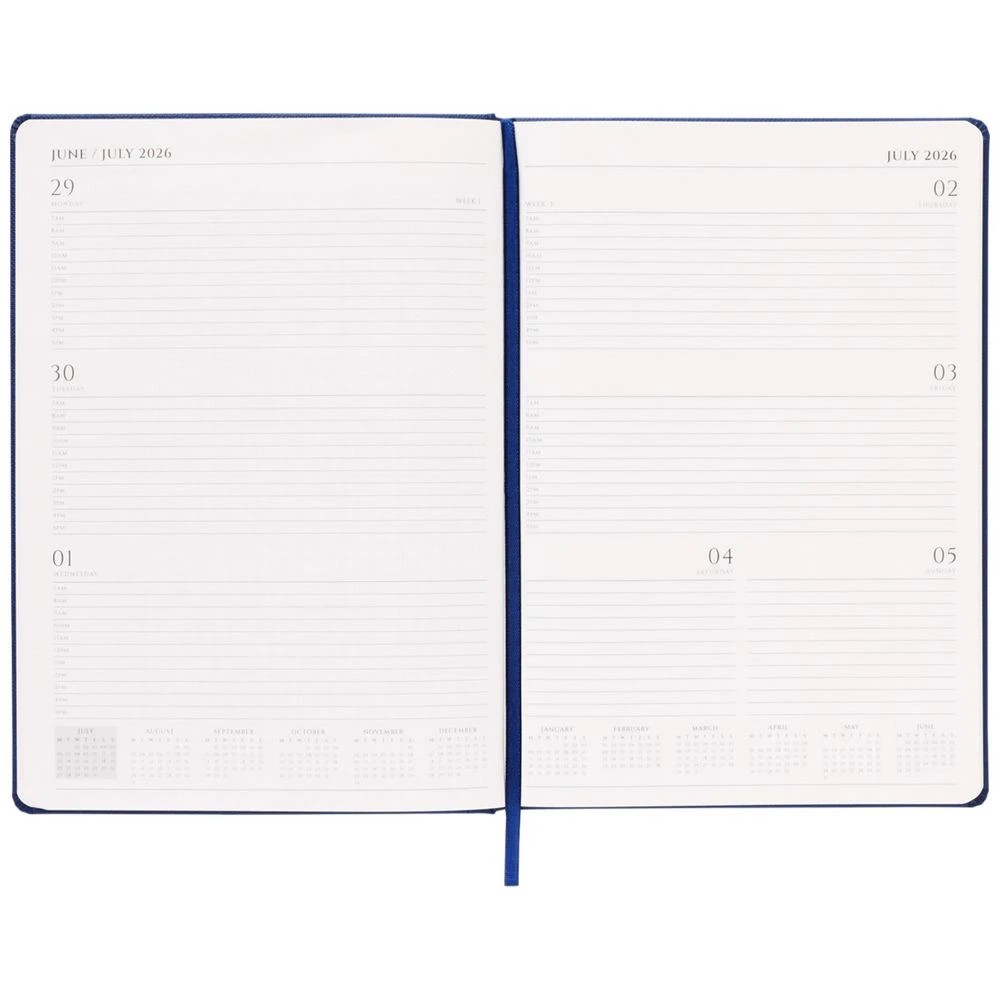 6 J.Burrows A4 Week to View Textured FY26/27 Diary Navy, 6 of 6