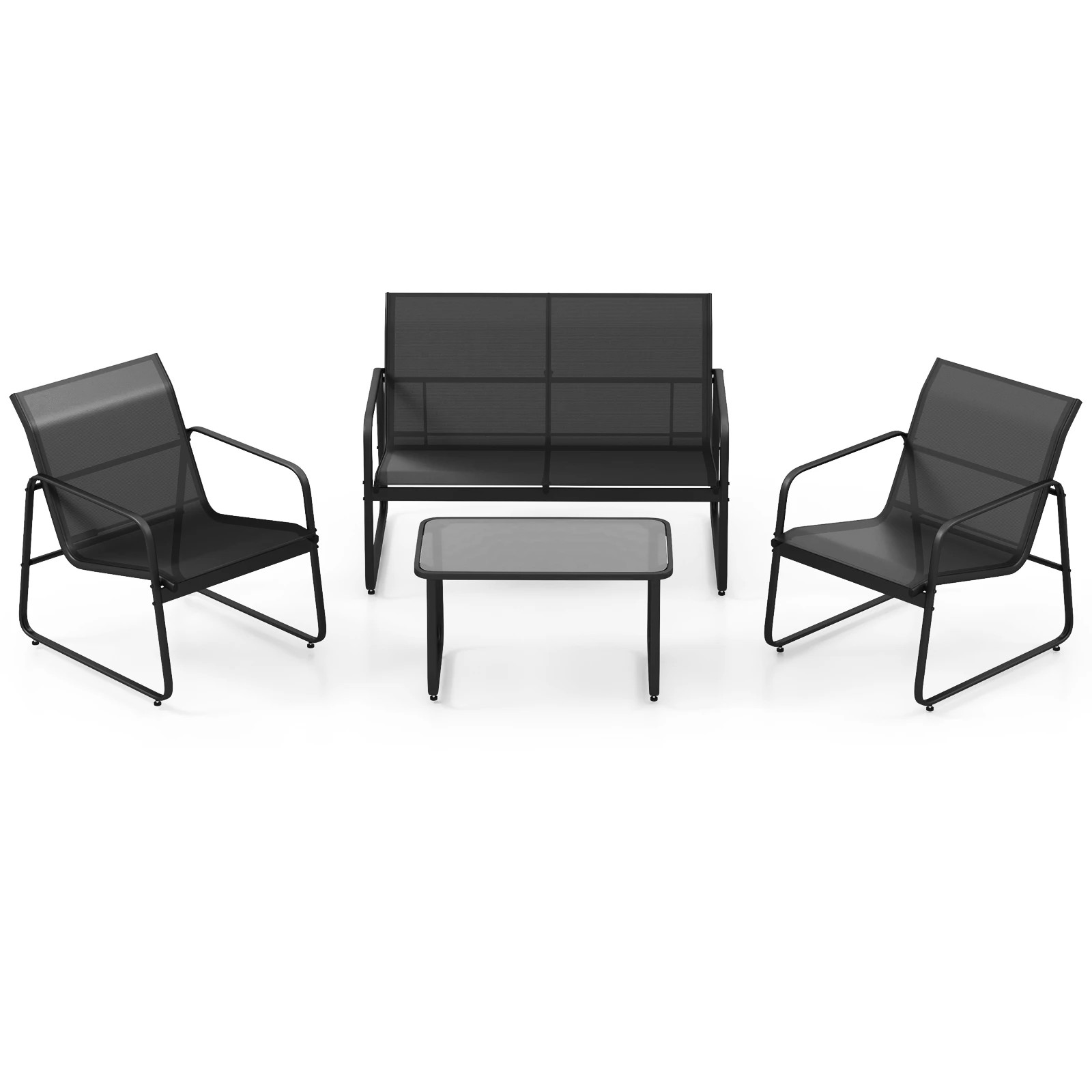 1 Costway 4PCS Patio Conversation Set Metal Frame Outdoor Furniture Set, 1 of 6