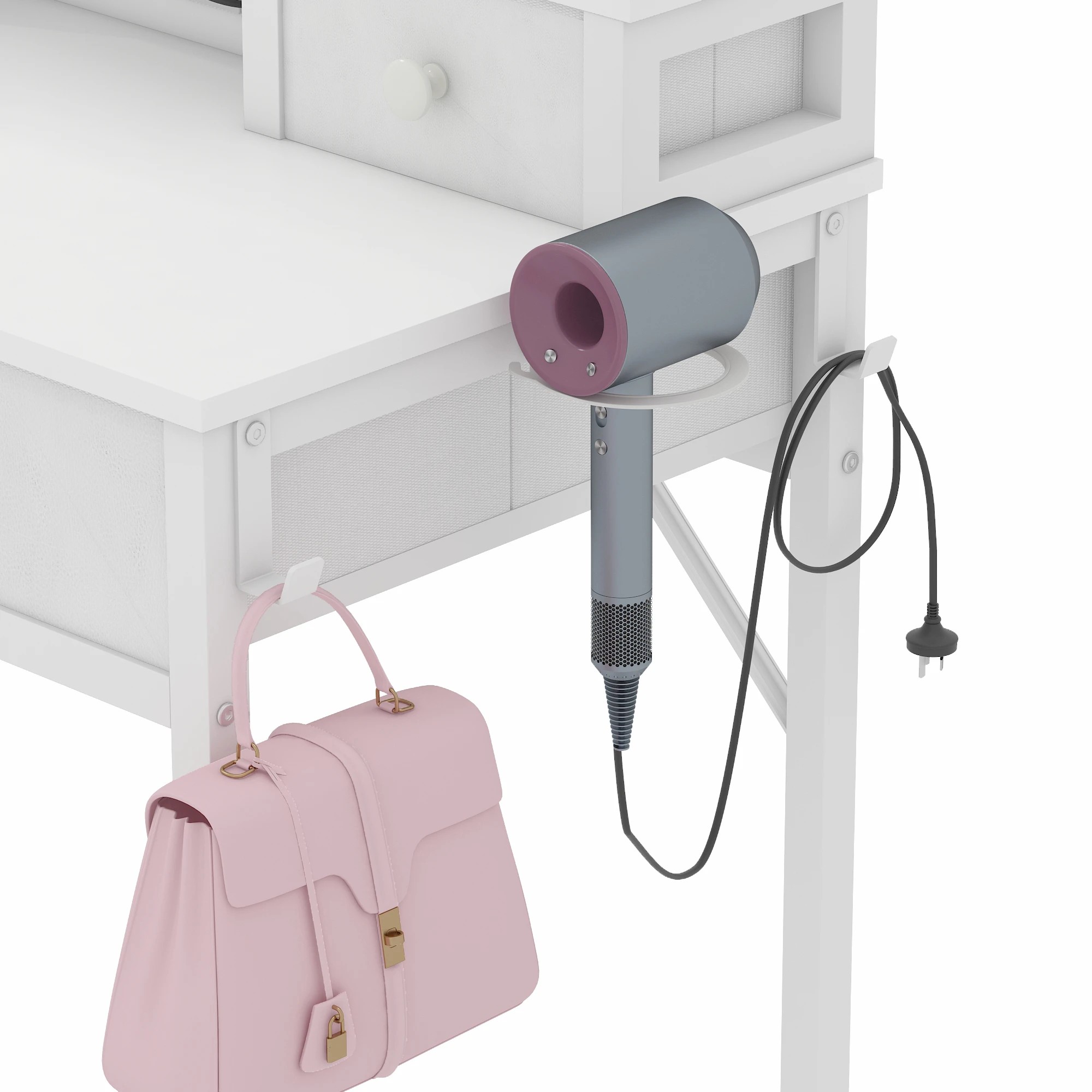 5 Adwin Dressing Table Set with Mirror Charging Station - White, 5 of 7