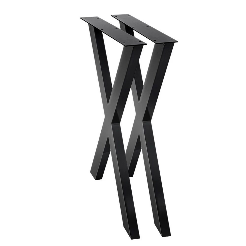 1 Artiss Metal Table Legs DIY X-shaped 71X60CM Set of 2 - Black, 1 of 6