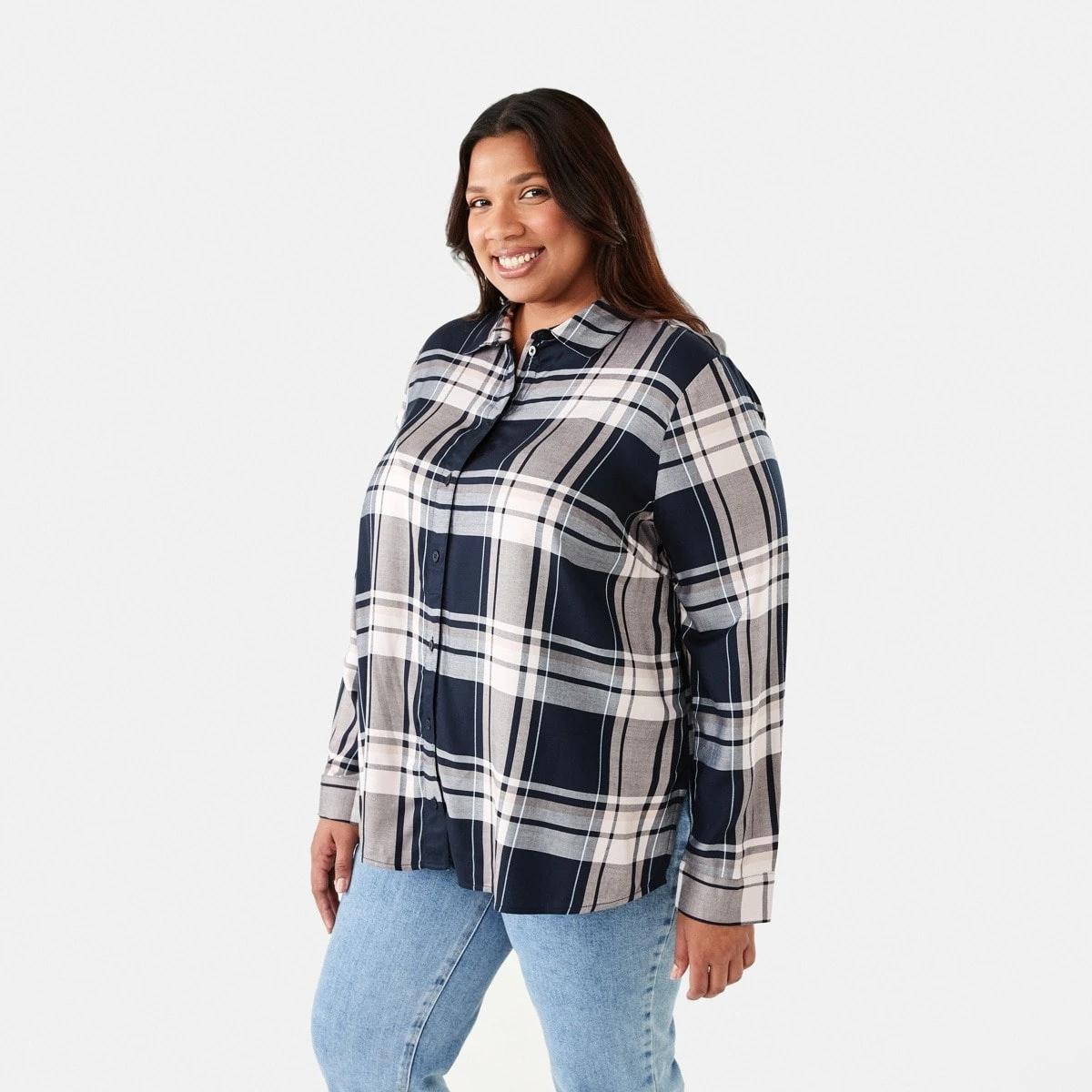 2 Curve Long Sleeve Check Shirt Navy Check, 2 of 6