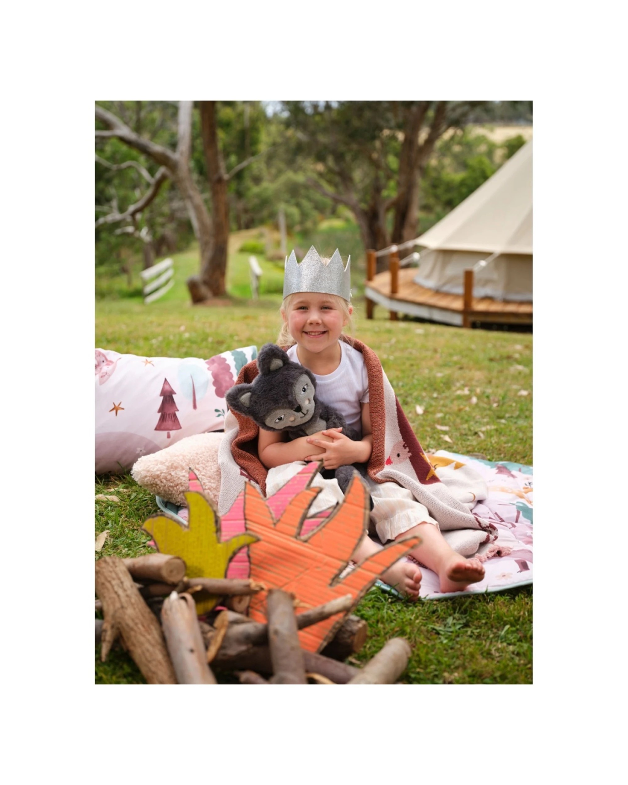 2 Linen House Kids Folk Woodland Soft Knitted Cotton Comfort Throw Blanket 120x140cm - Pink, 2 of 3