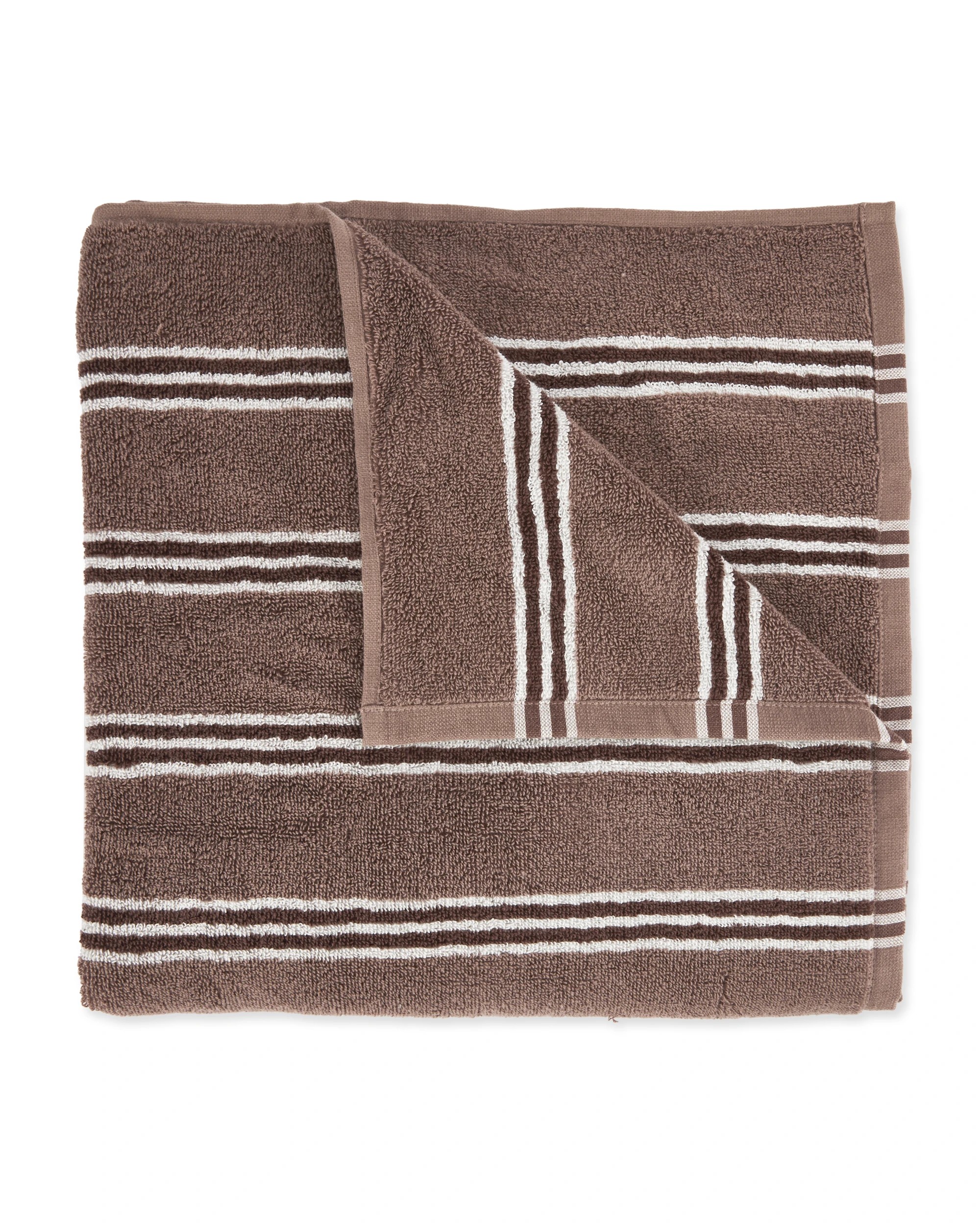 1 Stripe Cotton Bath Towel - Chocolate, 1 of 5