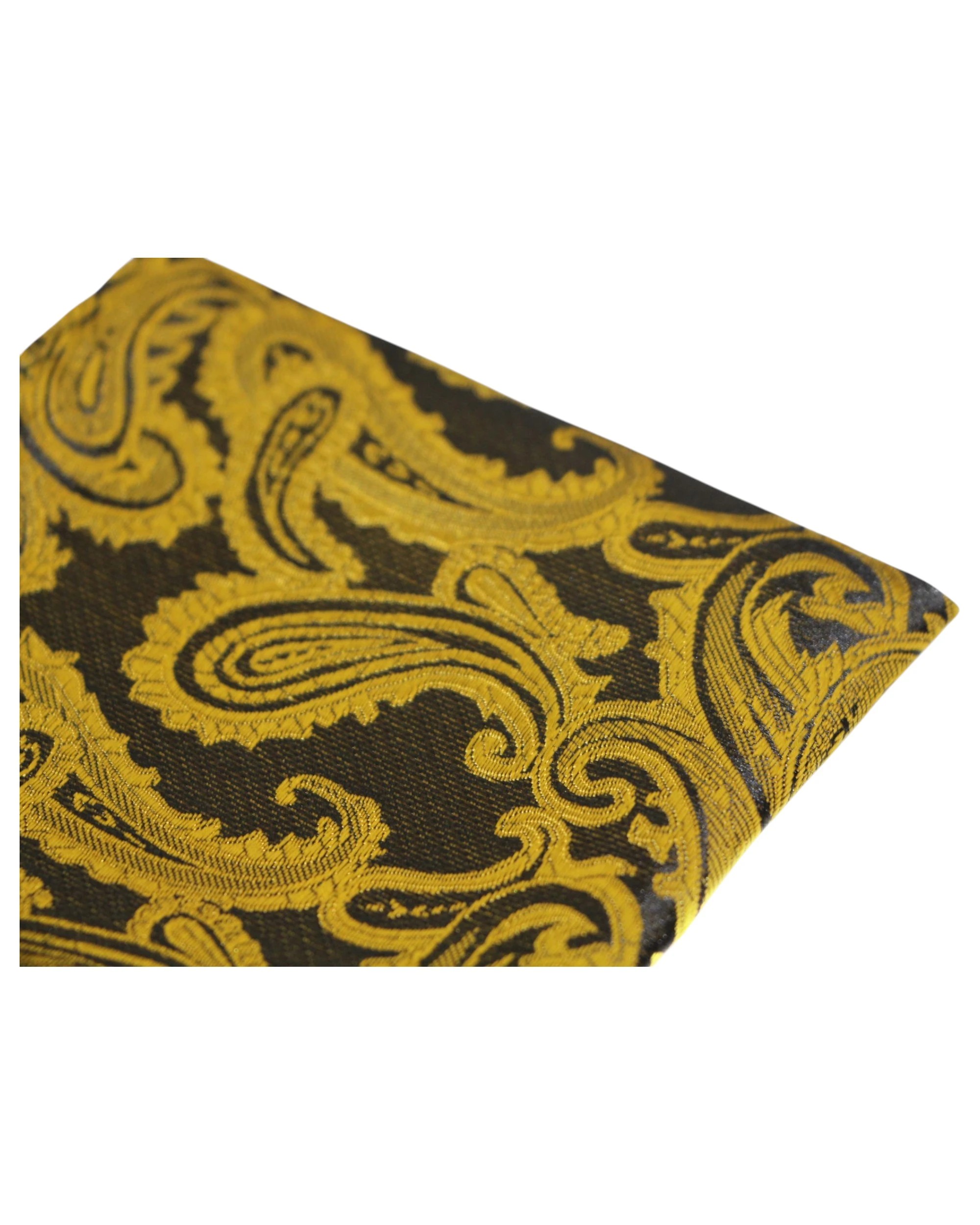 3 Zasel Mens Mustard & Black Paisley Pocket Square - Multi, 3 of 3
