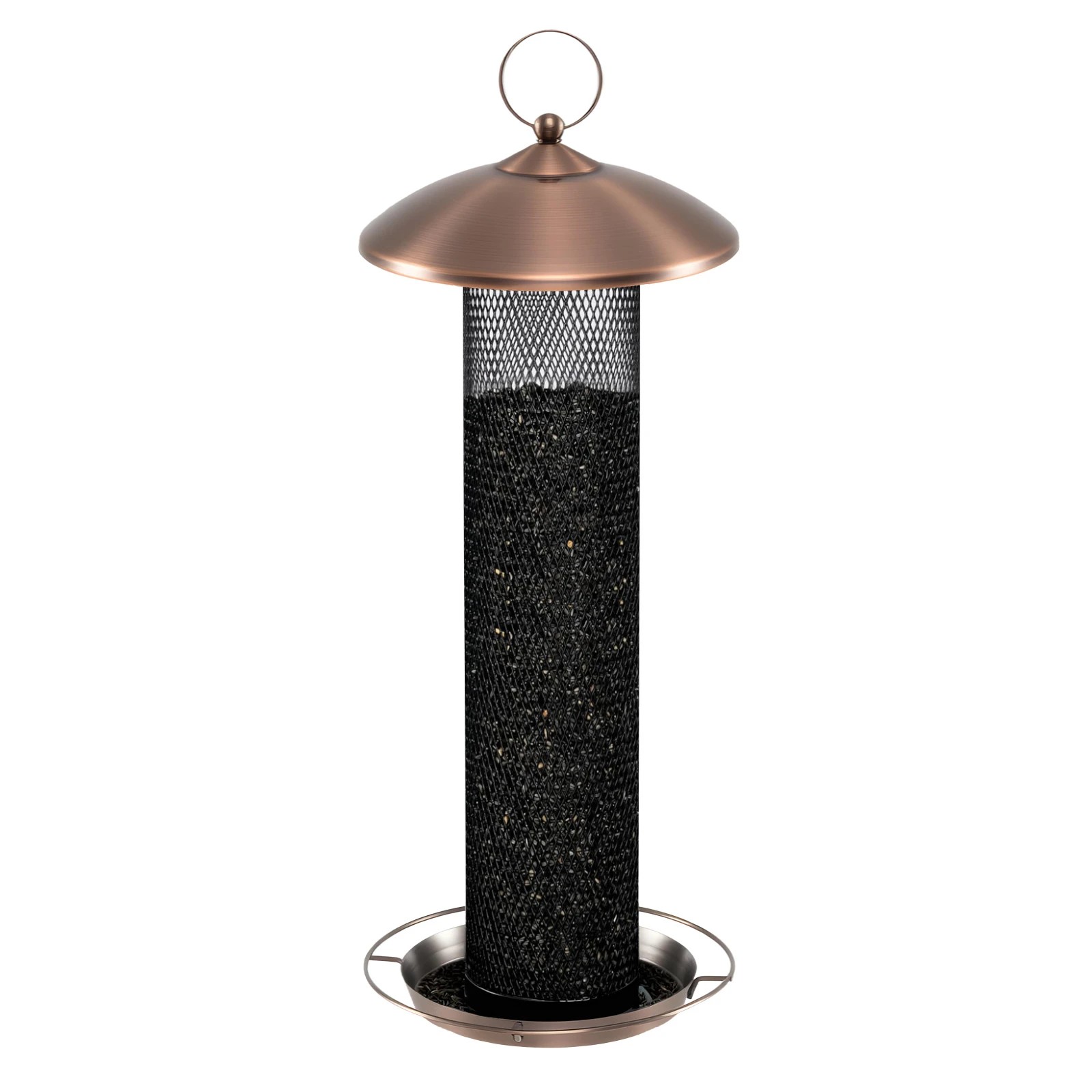 1 Costway All Metal Mesh Tube Bird Feeder w/Weatherproof Roof & Seed Tray, 1 of 6