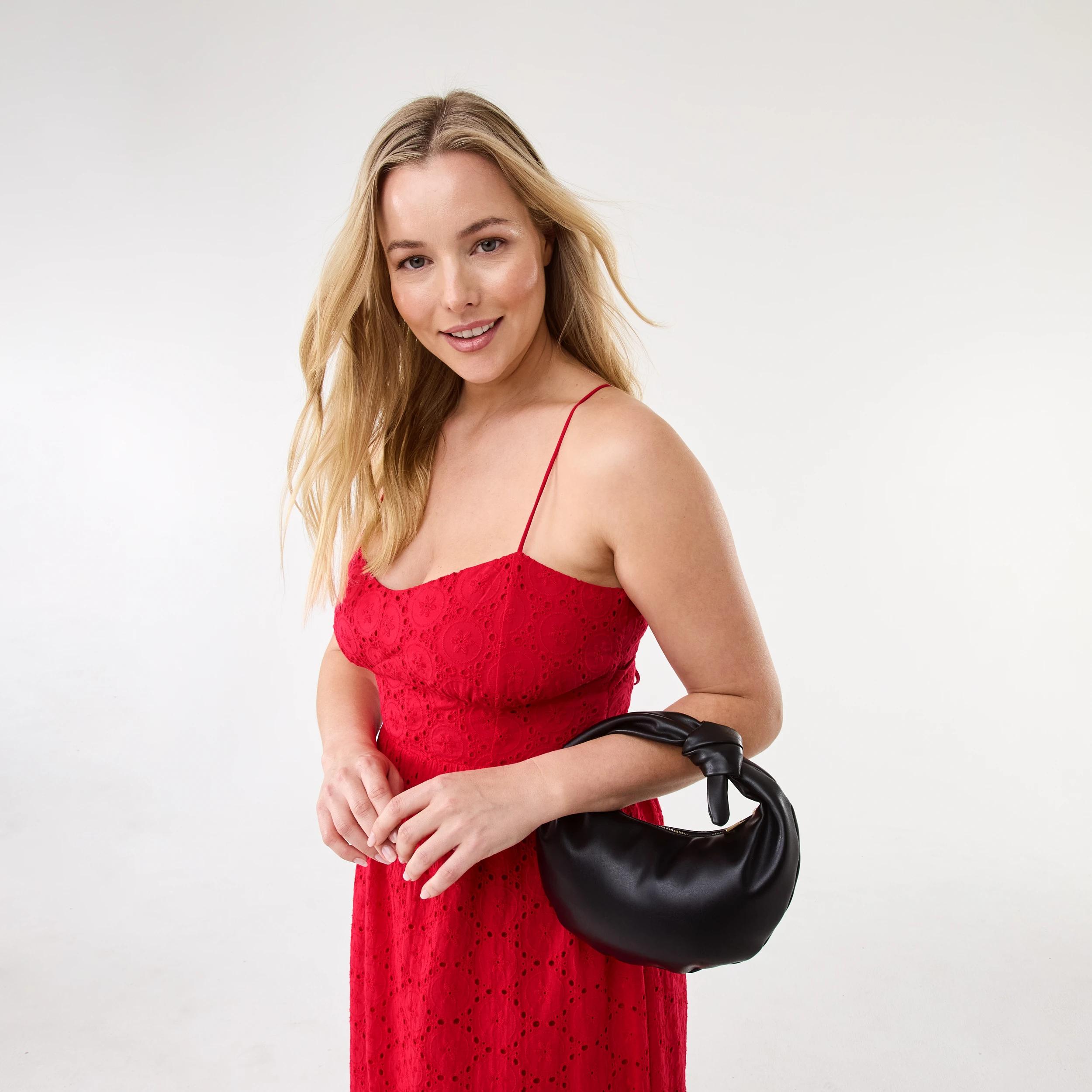 8 Sleeveless Tiered Broderie Midi Dress Strawberry, 8 of 10