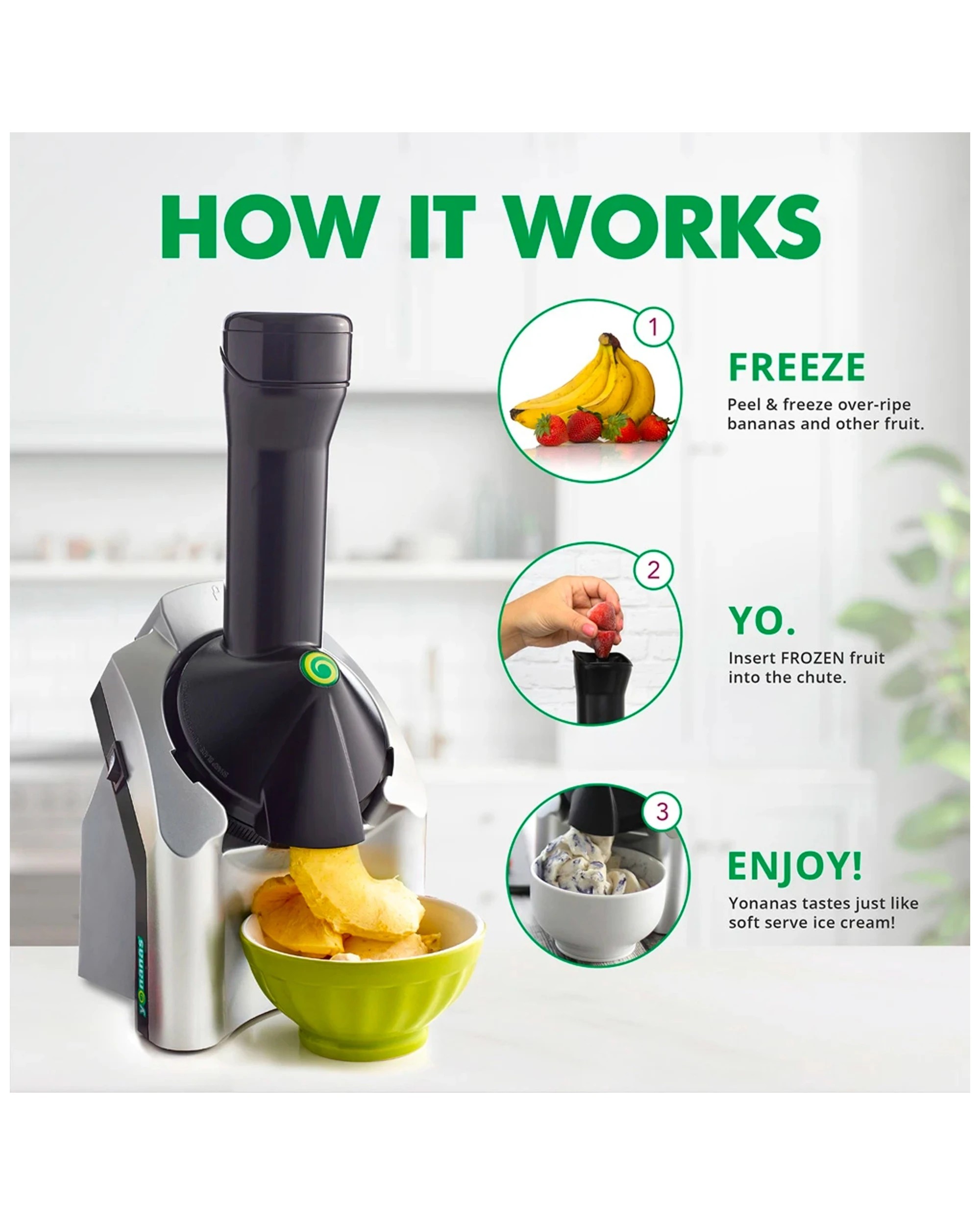 6 YONANAS 200W Dessert Maker Frozen Fruit Soft Serve Machine Dishwasher Safe - Silver, 6 of 9