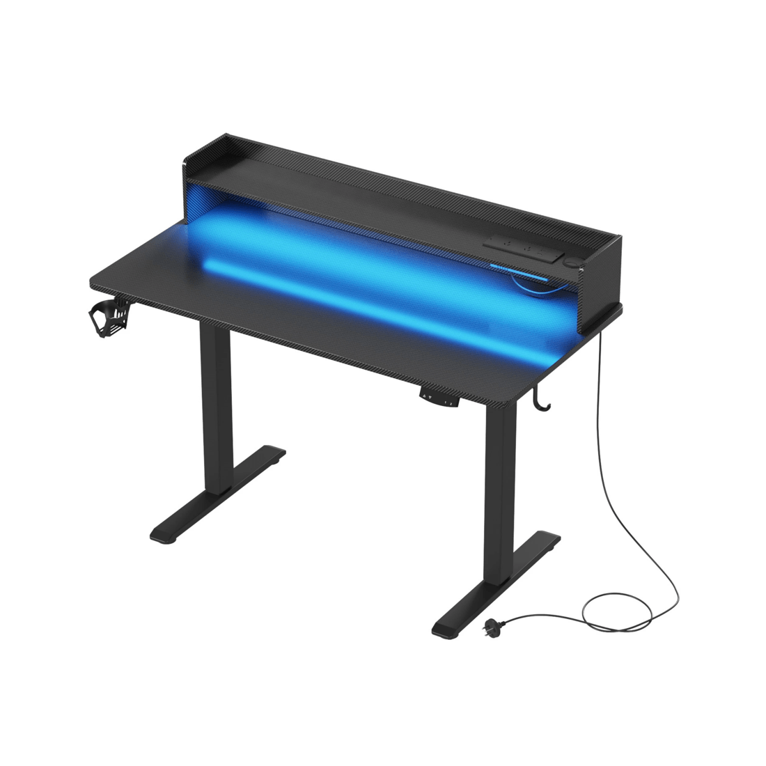 1 Advwin Led Rgb Light Electric Standing Desk With Power Outlets & Monitor Stand 120cm
 - Black, 1 of 9