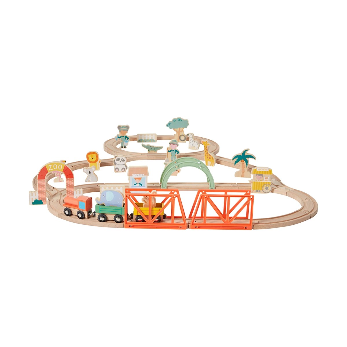 2 55 Piece Wooden Train Zoo Playset, 2 of 10