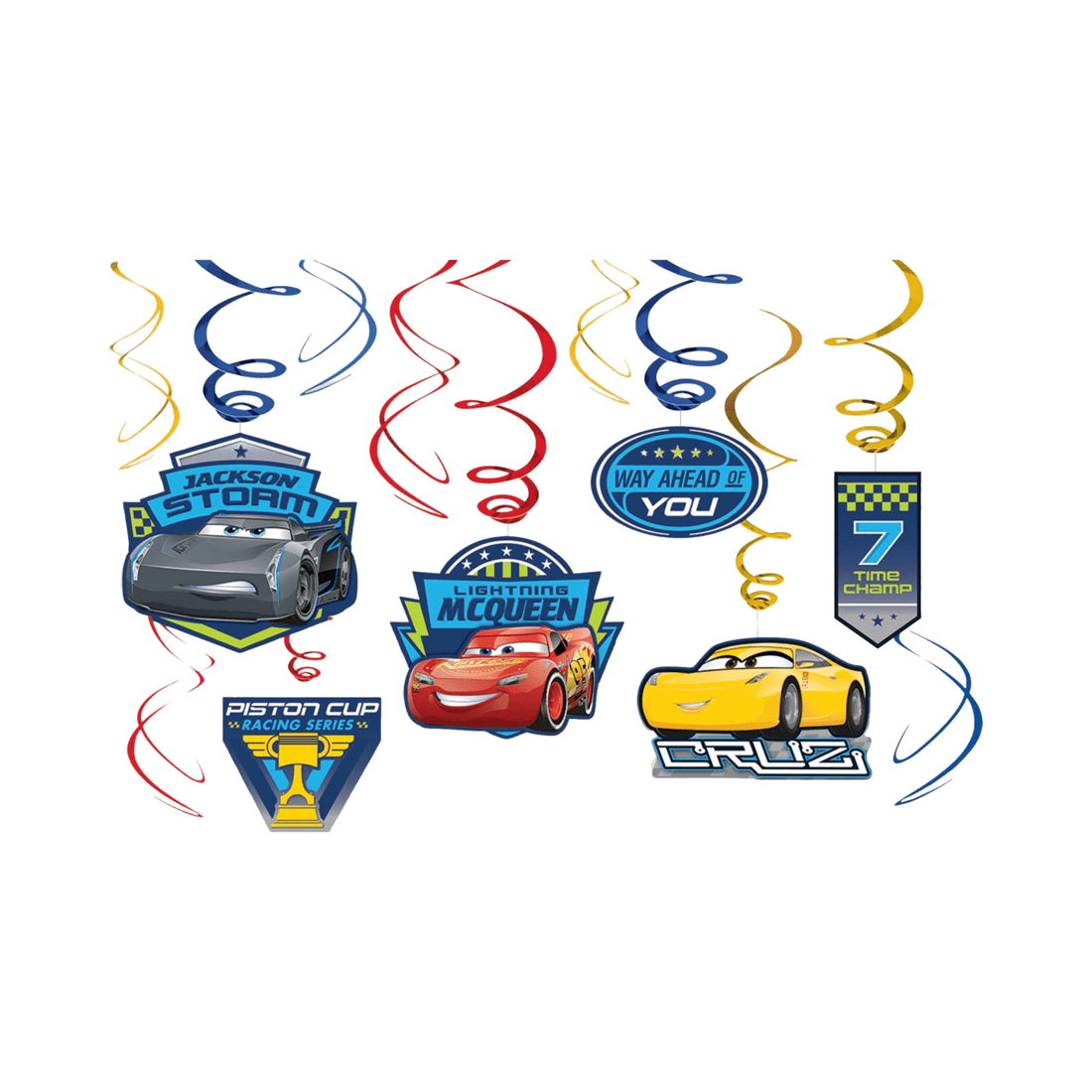 1 Amscan Cars 3 Swirl Decorations Pack of 12, 1 of 1