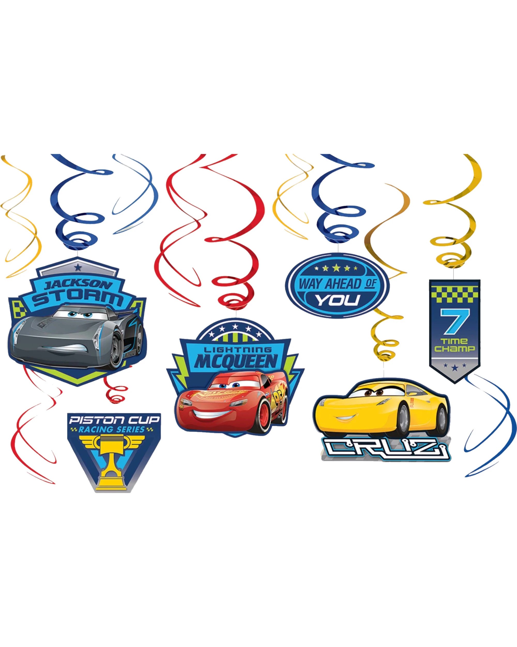 1 Disney Cars 3 Swirl Decorations Pack of 12, 1 of 1
