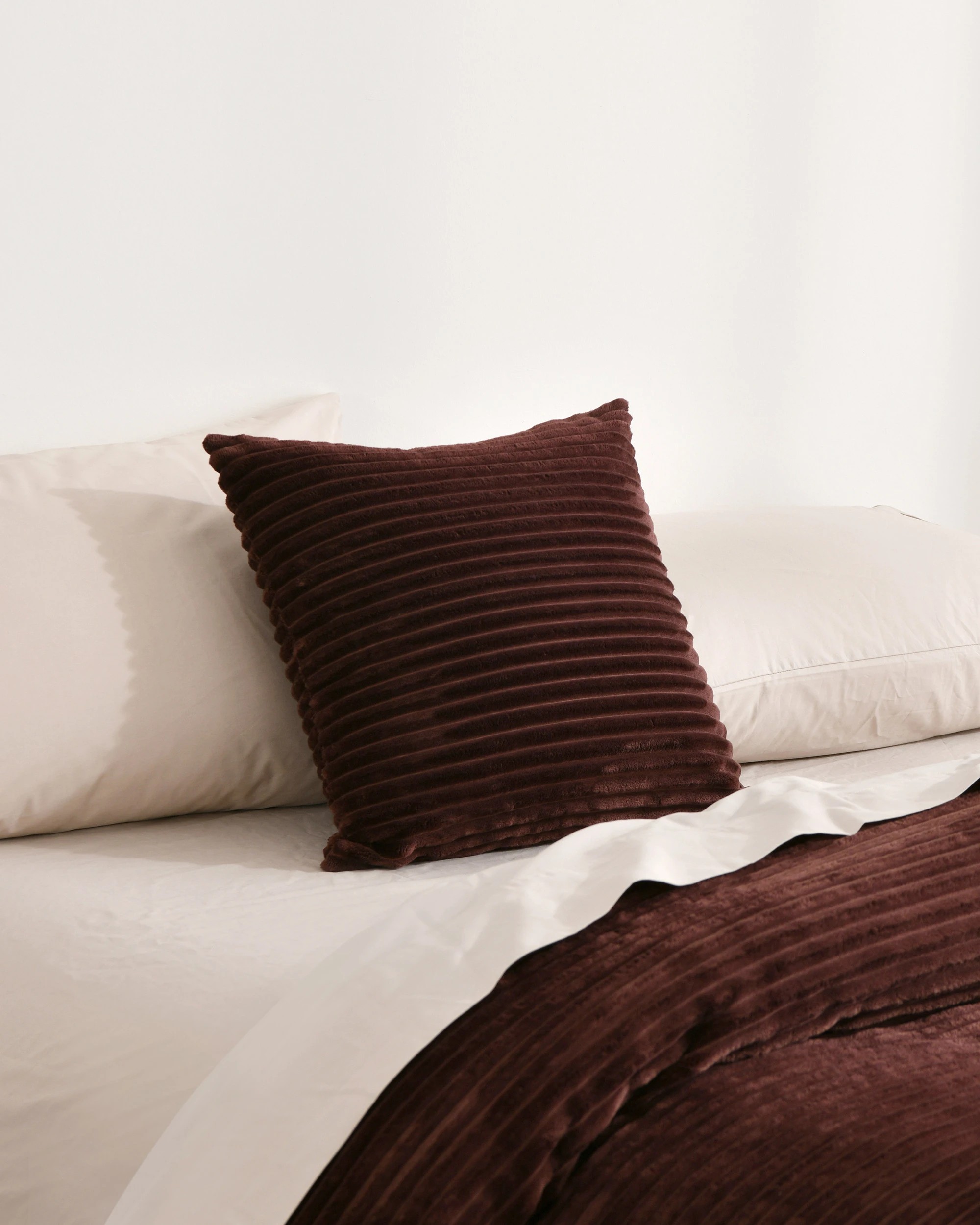 1 Dreamaker Embossed Fleece Cushion 45x45cm - Chocolate, 1 of 6