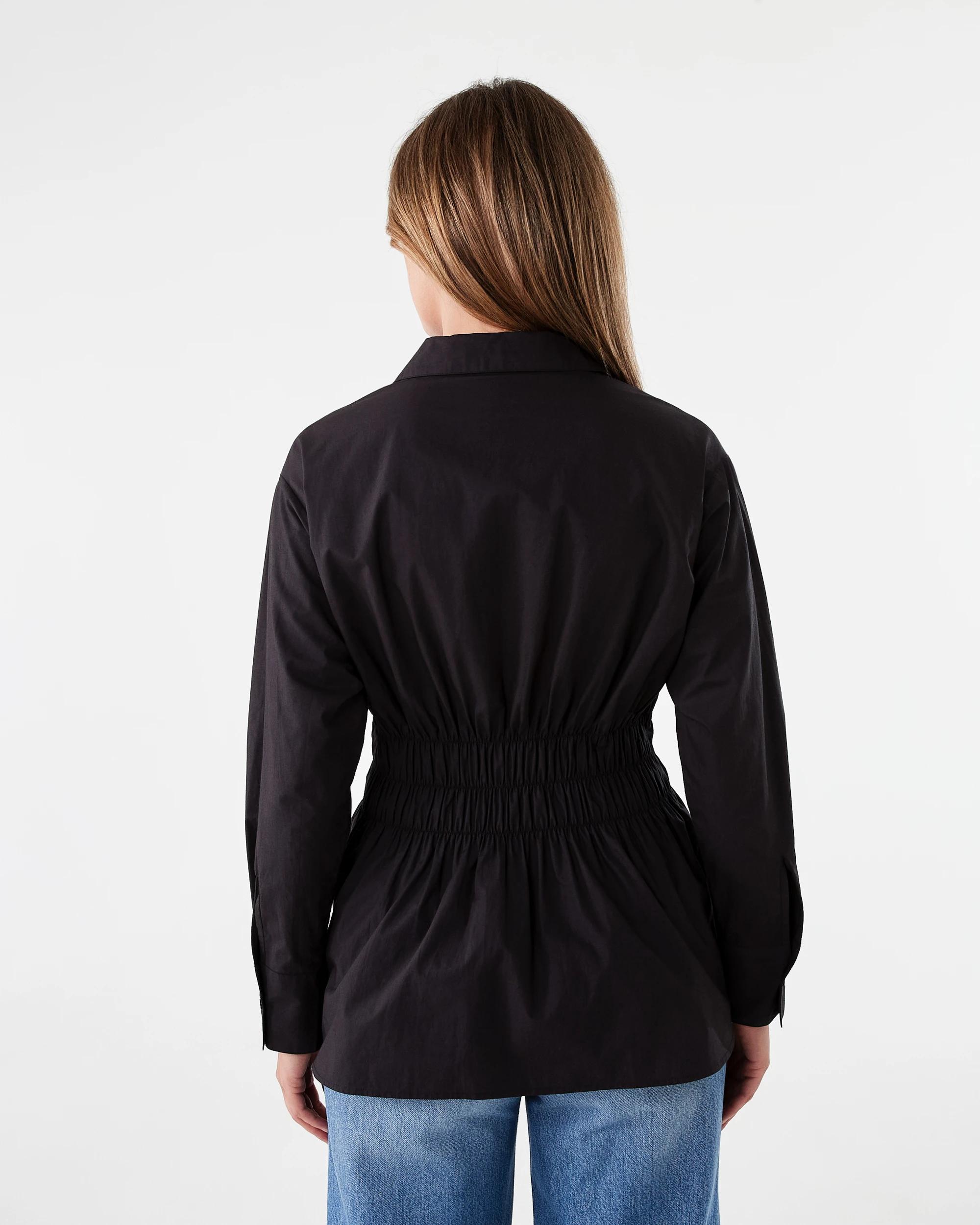 2 Long Sleeve Shirred Waist Shirt Black, 2 of 6