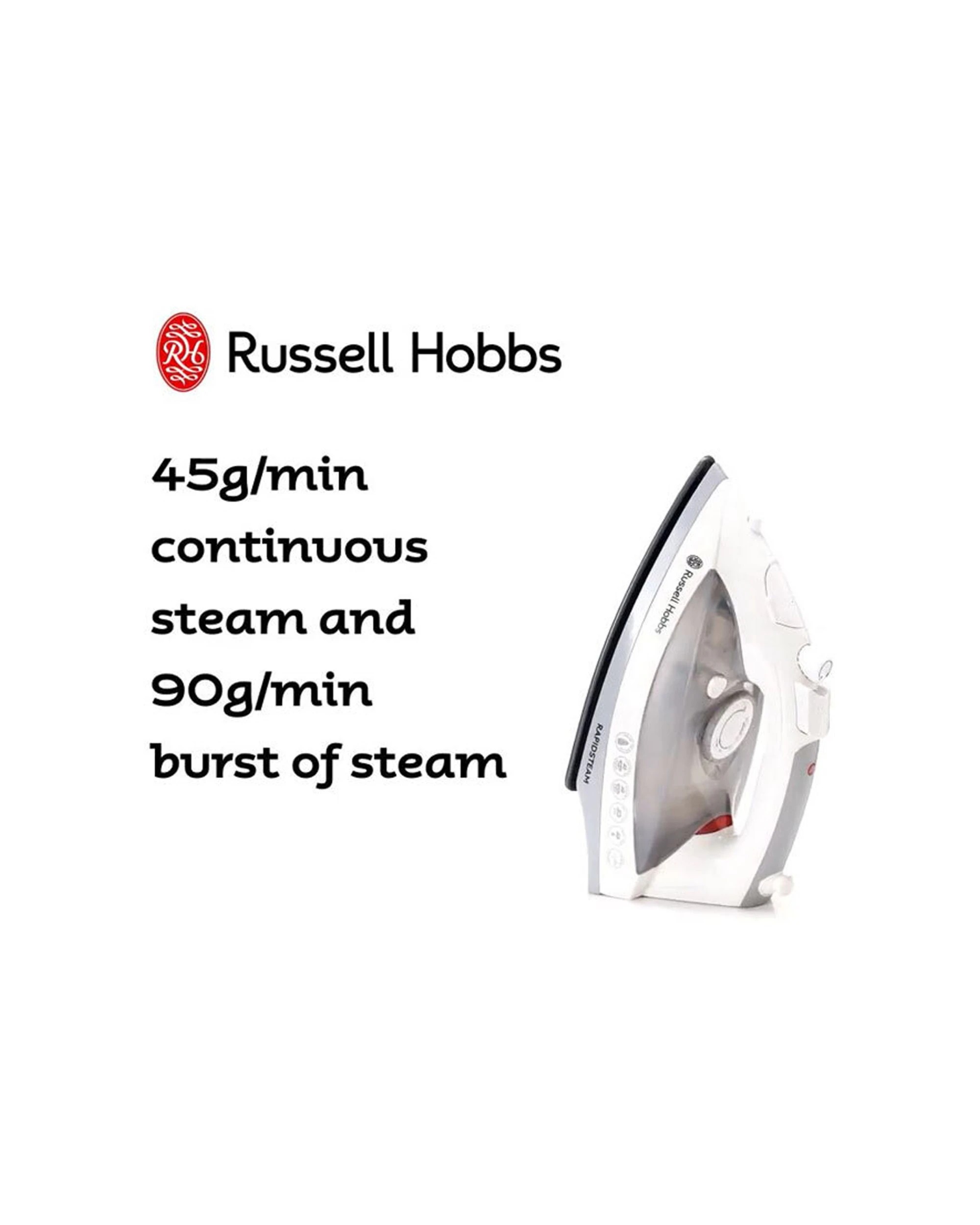 6 Russell Hobbs Rhc902 Clothing/garment Rapid Steam Shot Ironing Ceramic 2400w - White, 6 of 7