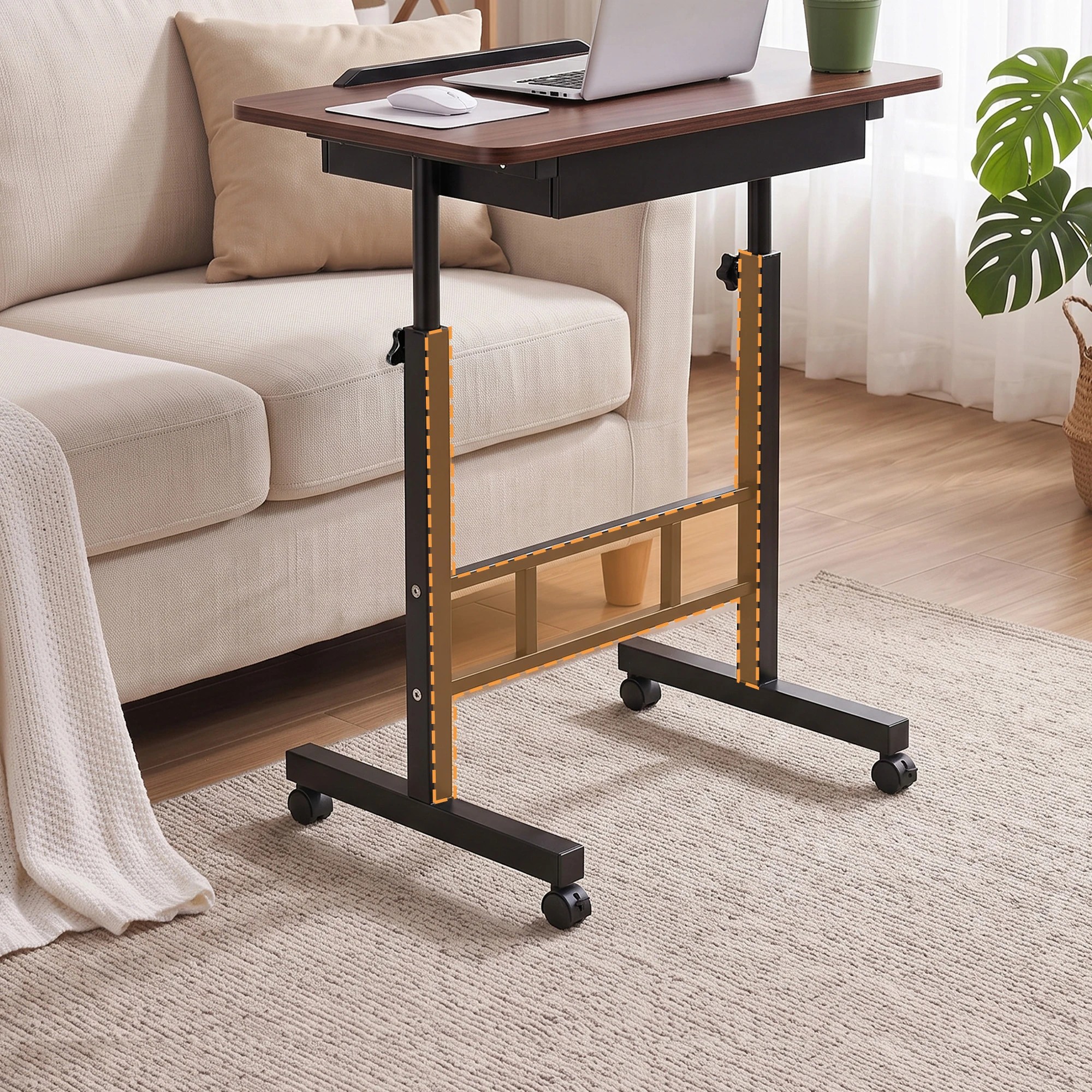 9 Artiss Adjustable Laptop Desk Mobile Bedside Table Hidden Storage - Natural, 9 of 10