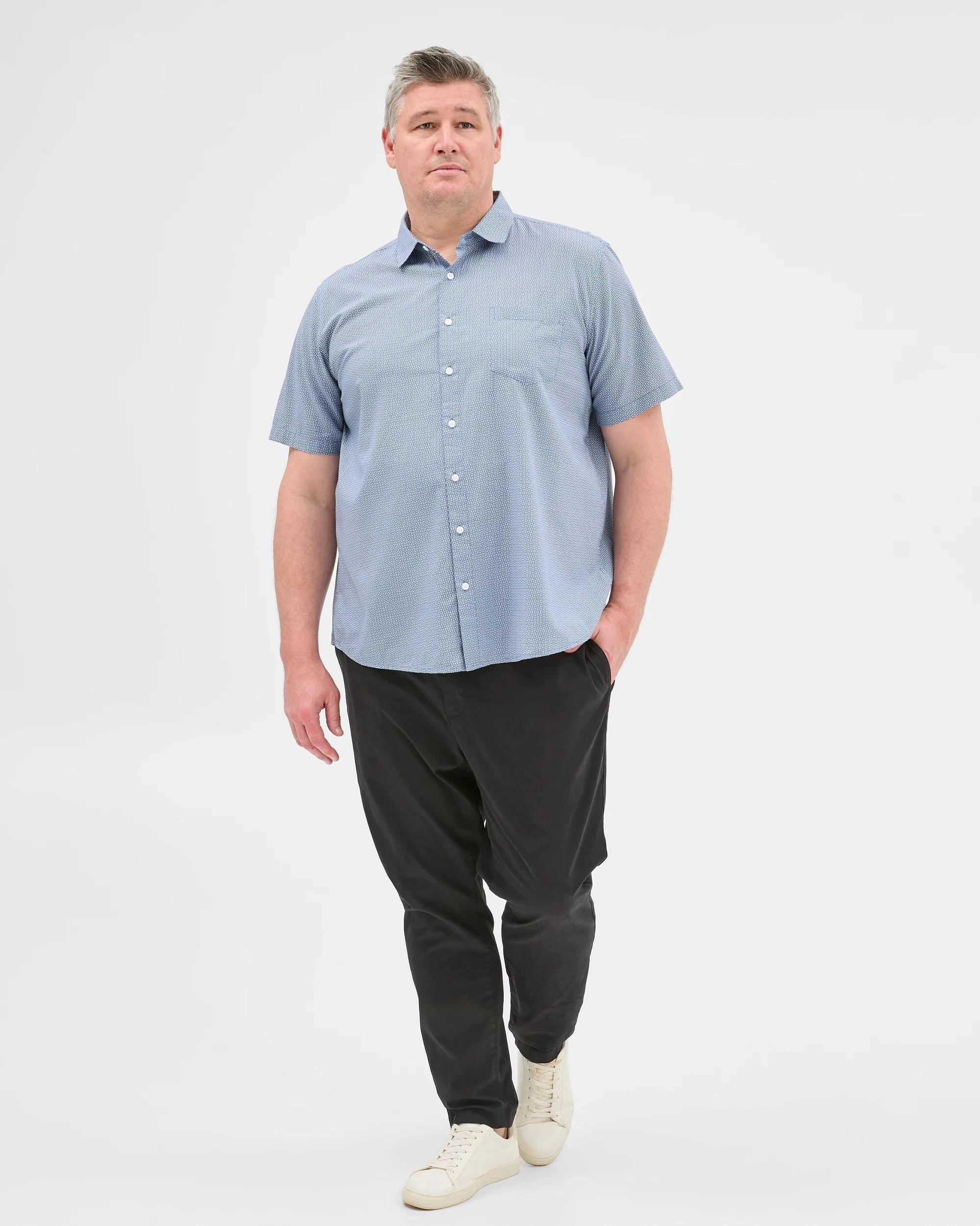 1 Target Plus Size Australian Cotton Blend Print Shirt BLUE, 1 of 5