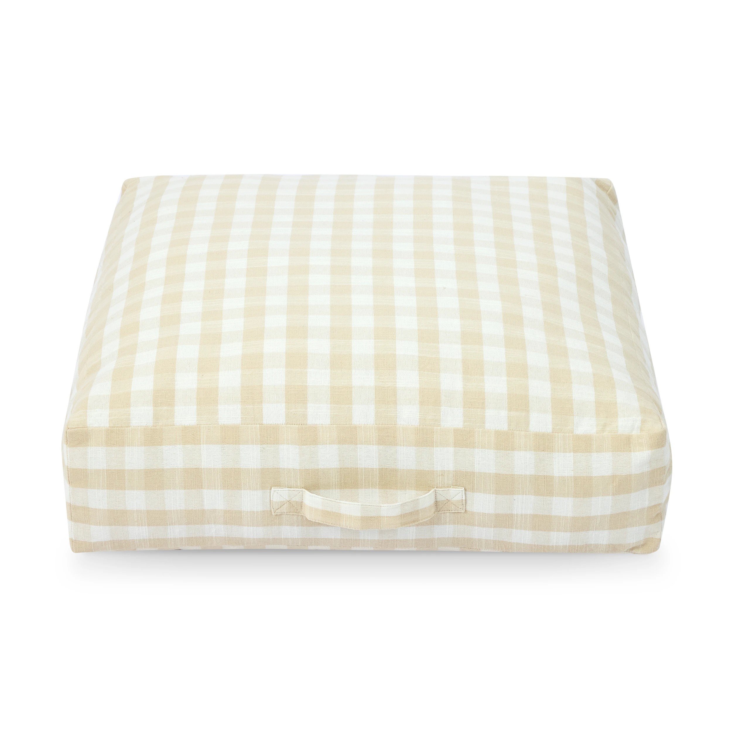 1 60cm Gingham Floor Cushion - Beige, 1 of 6