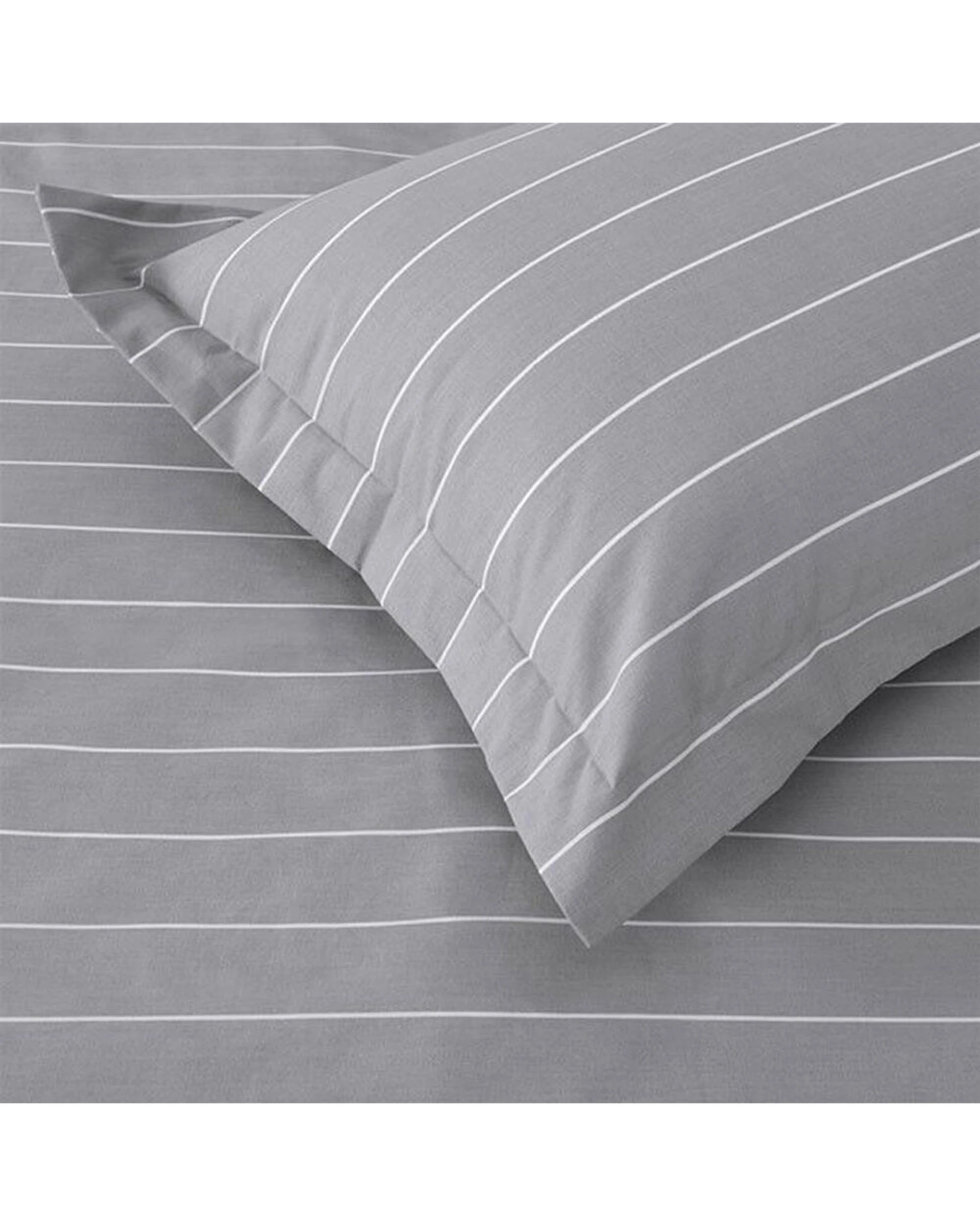 3 Jason Commercial Studio Stripe Quilt Cover Set 270x240cm - Super King Bed - Silver, 3 of 4