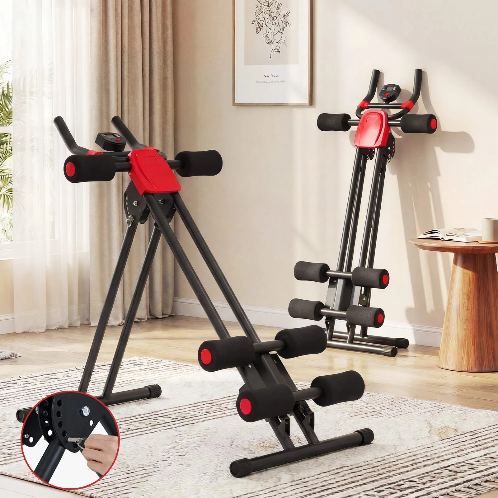 2 Costway Ab Workout Equipment Foldable Abdominal Trainer Ab Machine w/6 Inclined Angles & LCD Display, 2 of 5