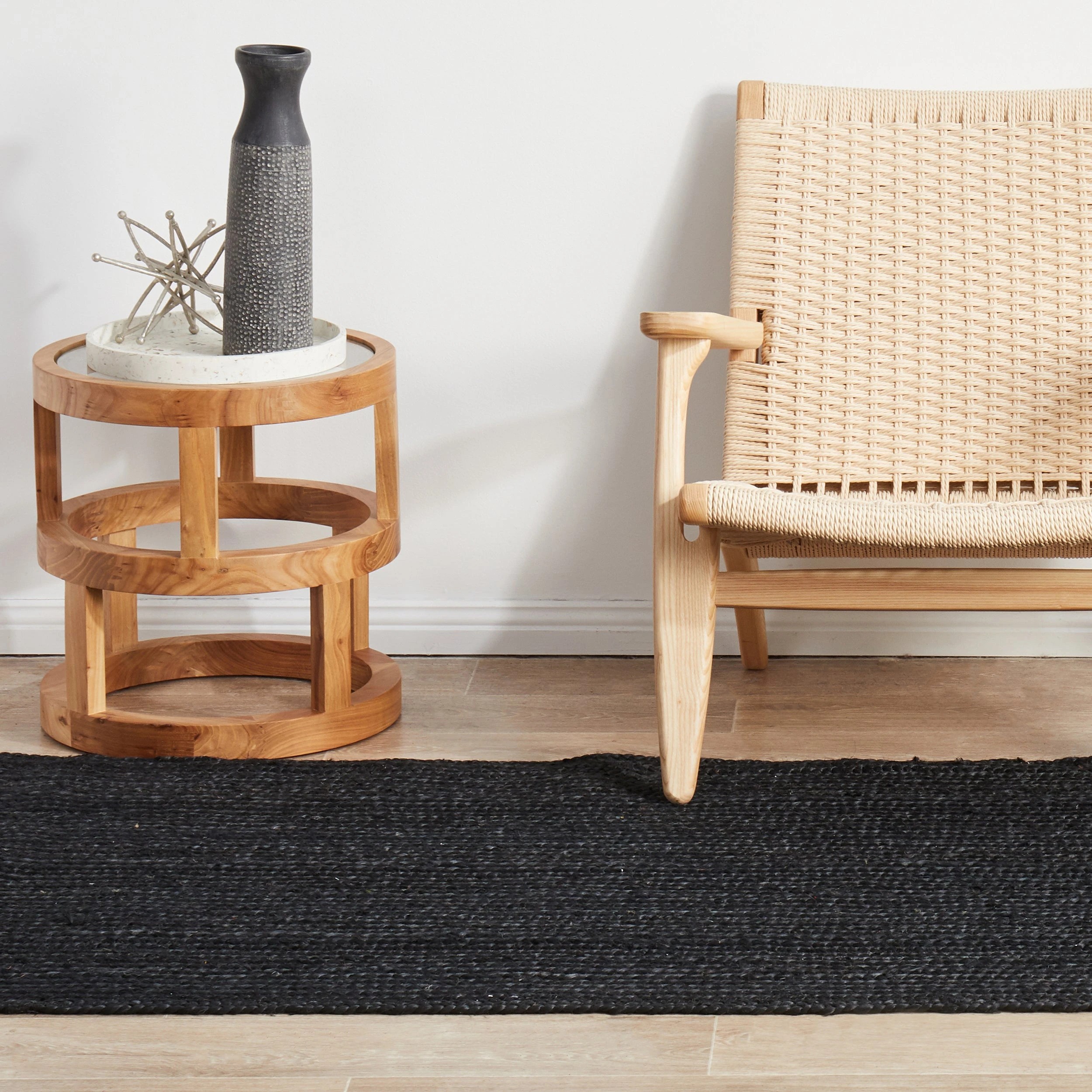 4 Common Ground Rugs Shoreline Black 300x80cm - Medium Jute Rug - Black, 4 of 10