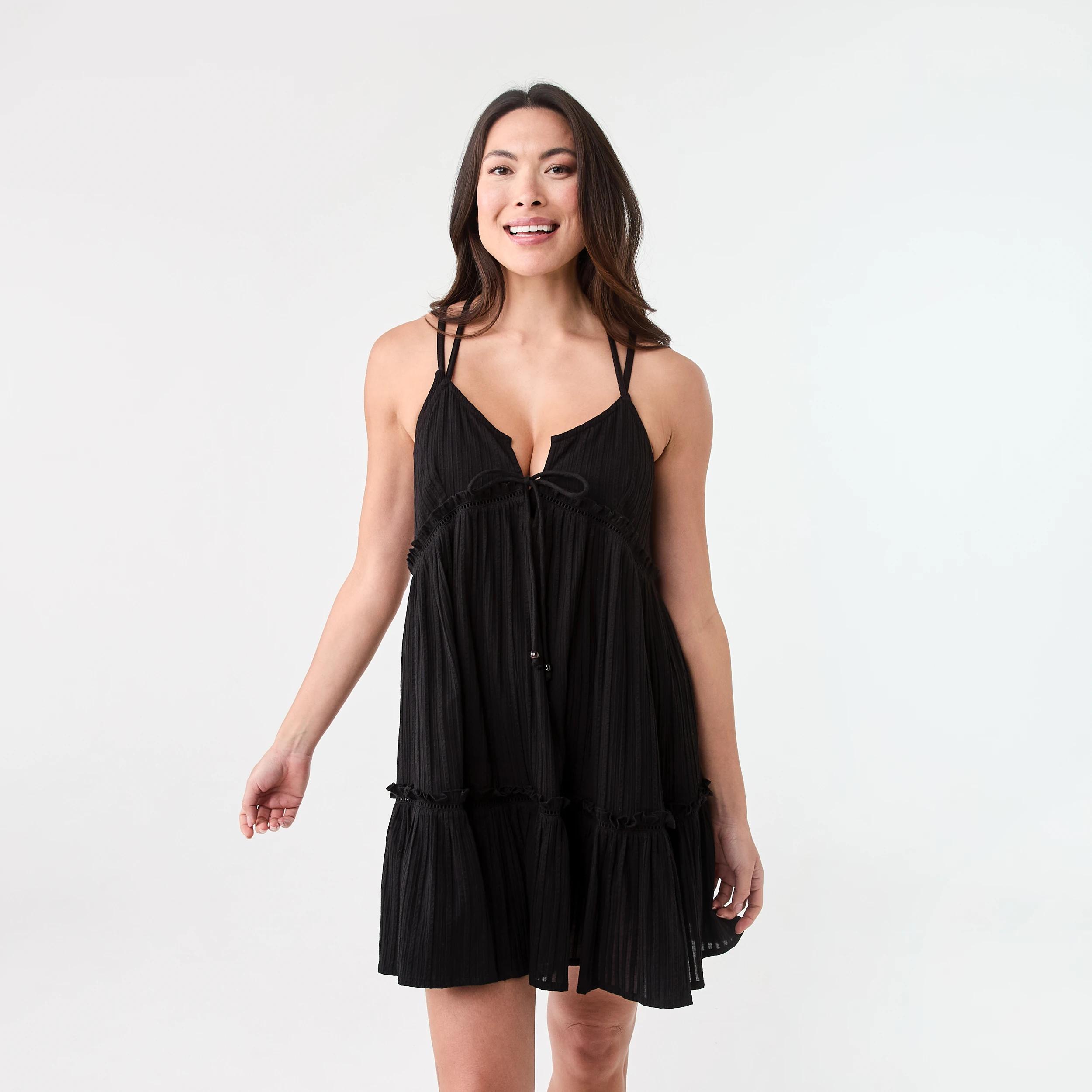 1 Baby Doll Beach Dress BLACK, 1 of 7