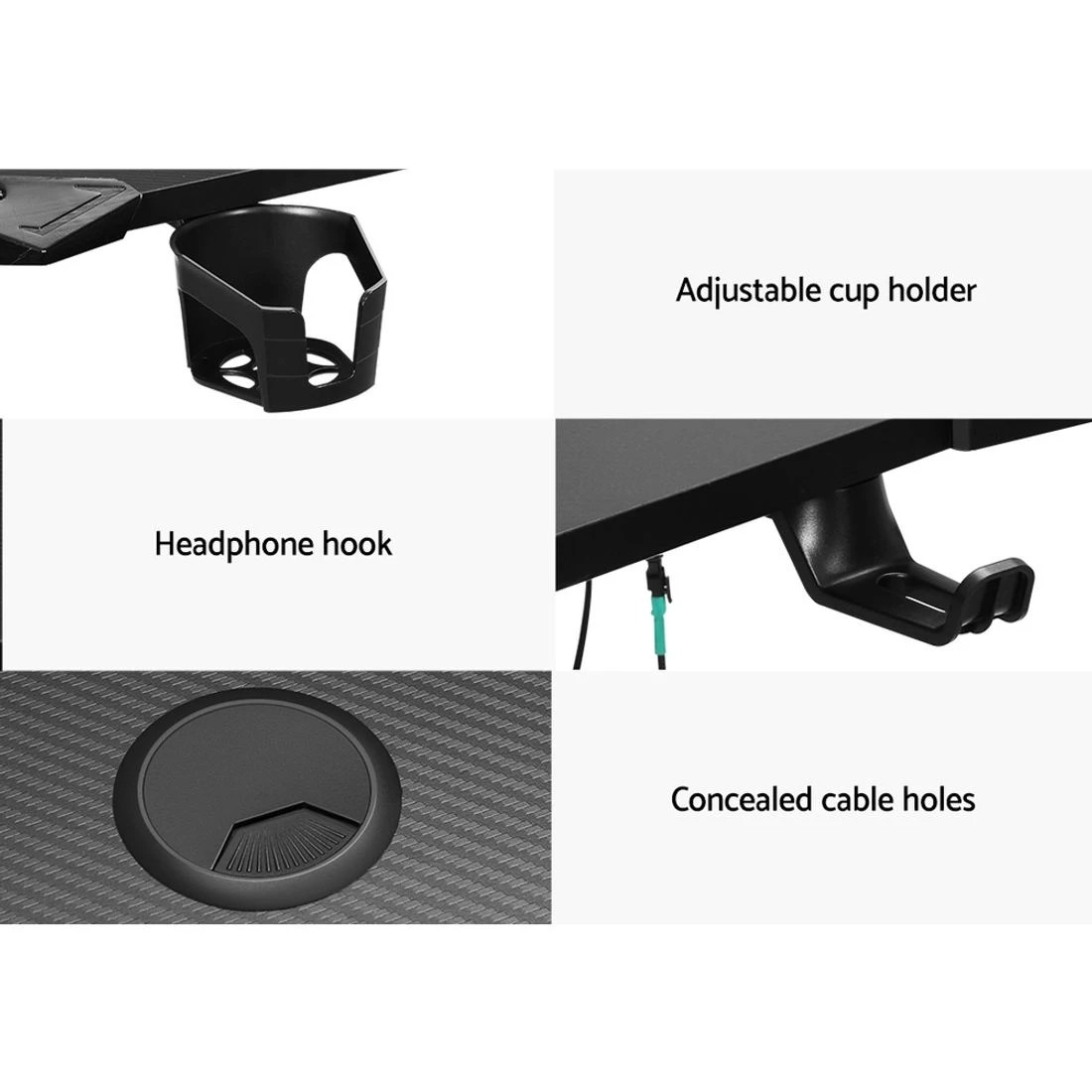 6 Artiss Gaming Desk Computer Desks LED Light 120CM
 - black, 6 of 6