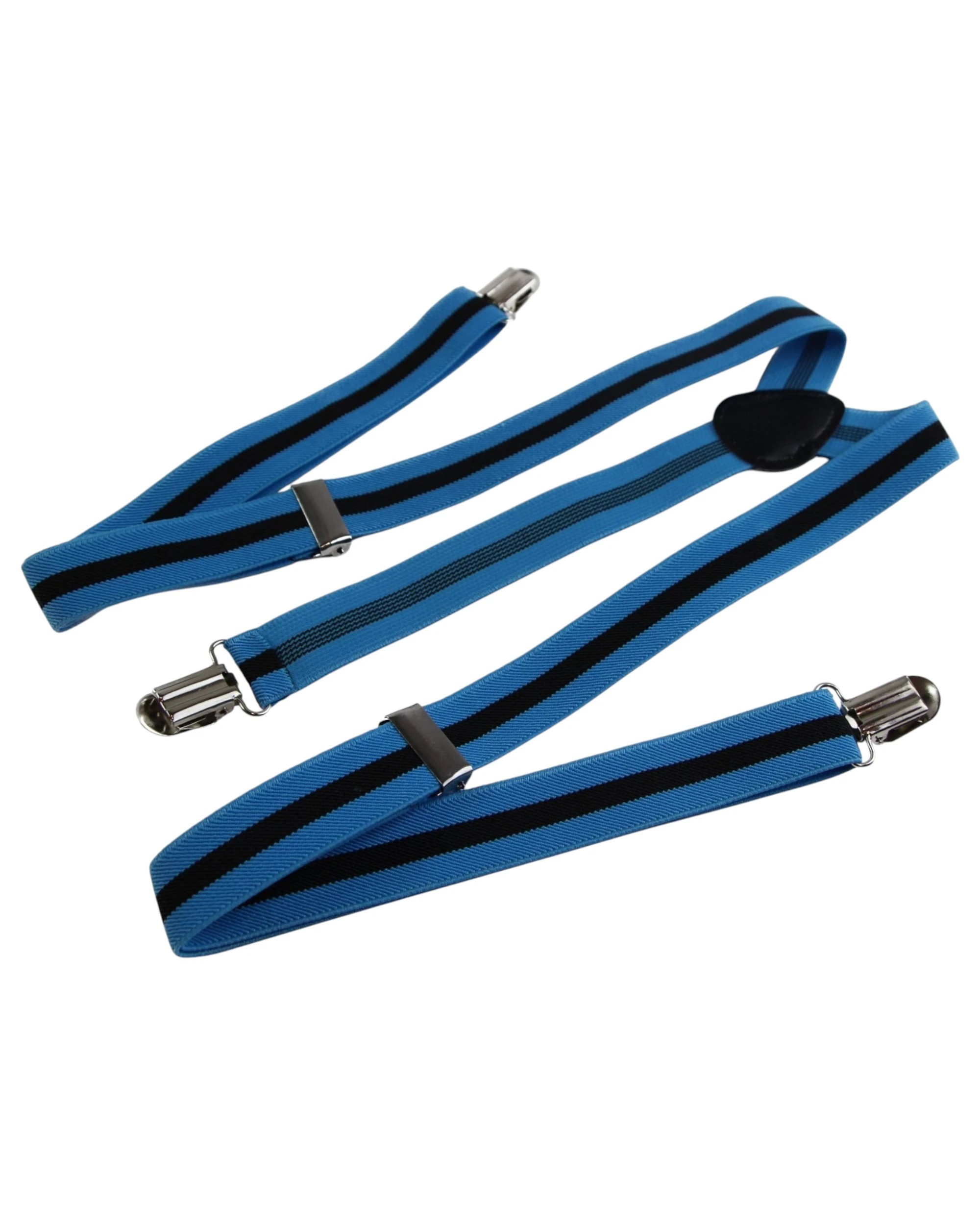 4 Zasel Mens Adjustable Light Blue & Black Striped Patterned Suspenders - Multi, 4 of 5