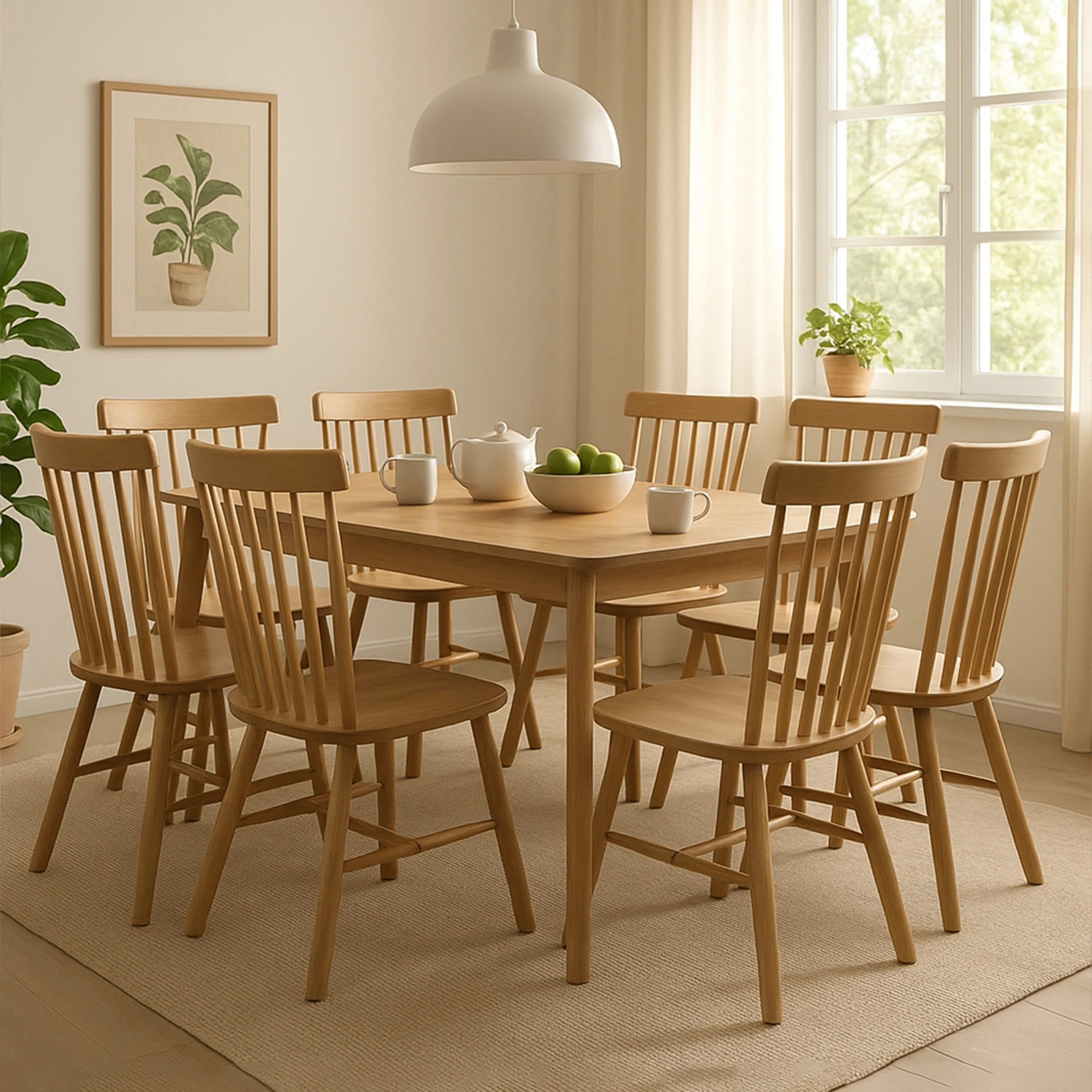 8 Levede 8x Dining Chairs - Natural, 8 of 9