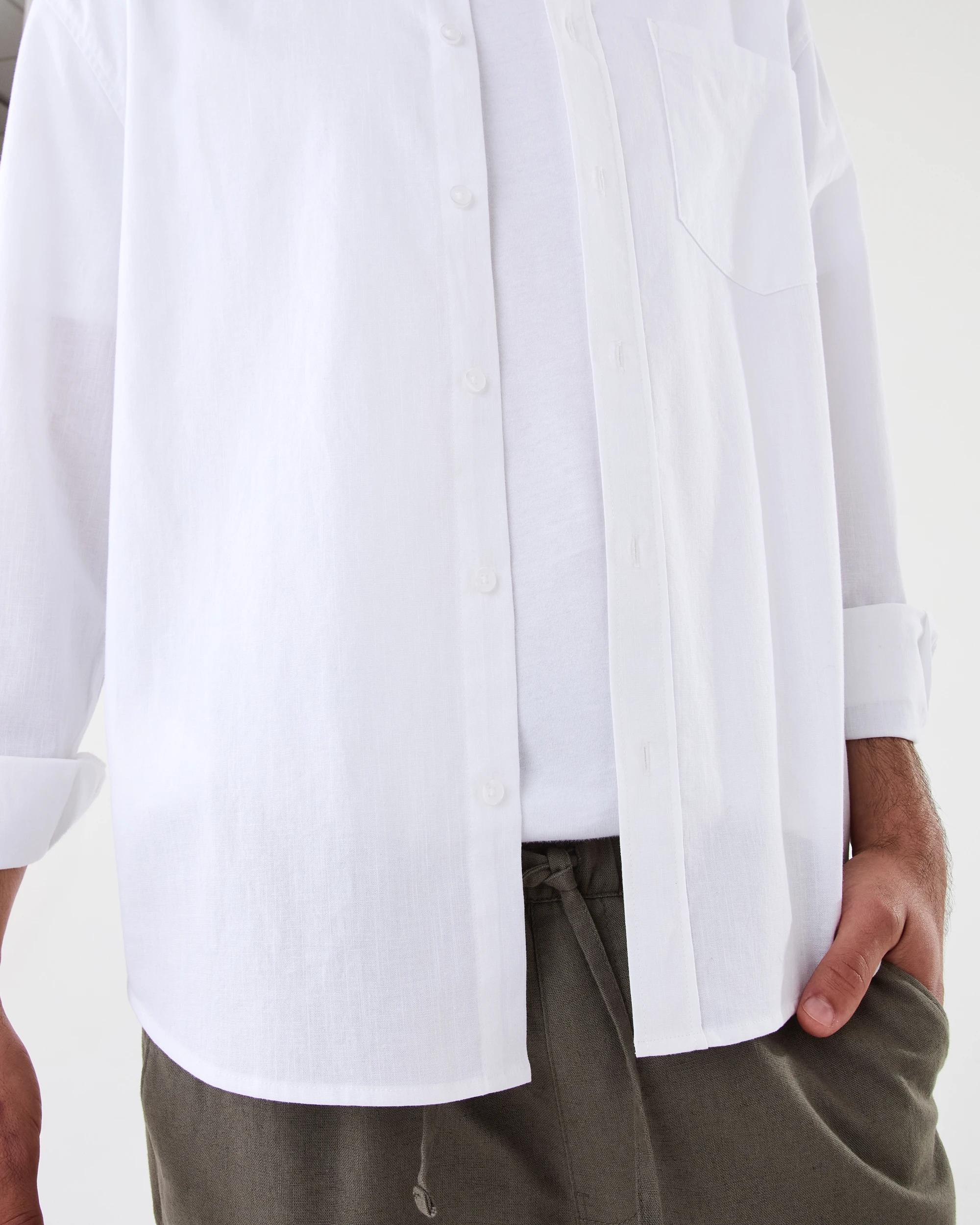 7 Long Sleeve Cotton Linen Shirt WHITE, 7 of 7