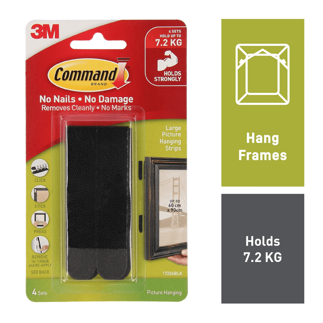 1 3M Command Picture Hanging Strips Large - Black, 1 of 5