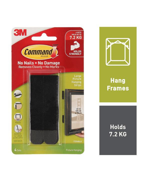 3M Command Picture Hanging Strips Large - Black