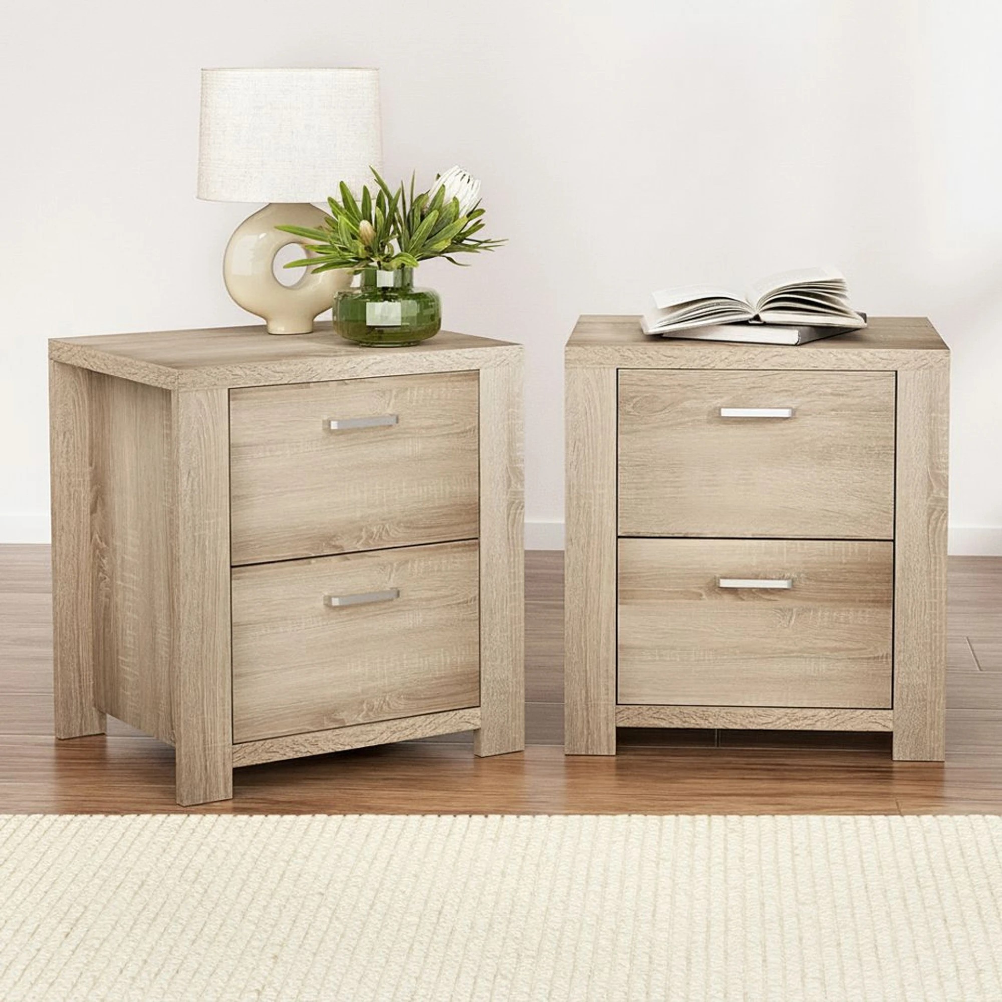 7 Artiss 2x Bedside Table 2 Drawers - MAXI - Natural, 7 of 7