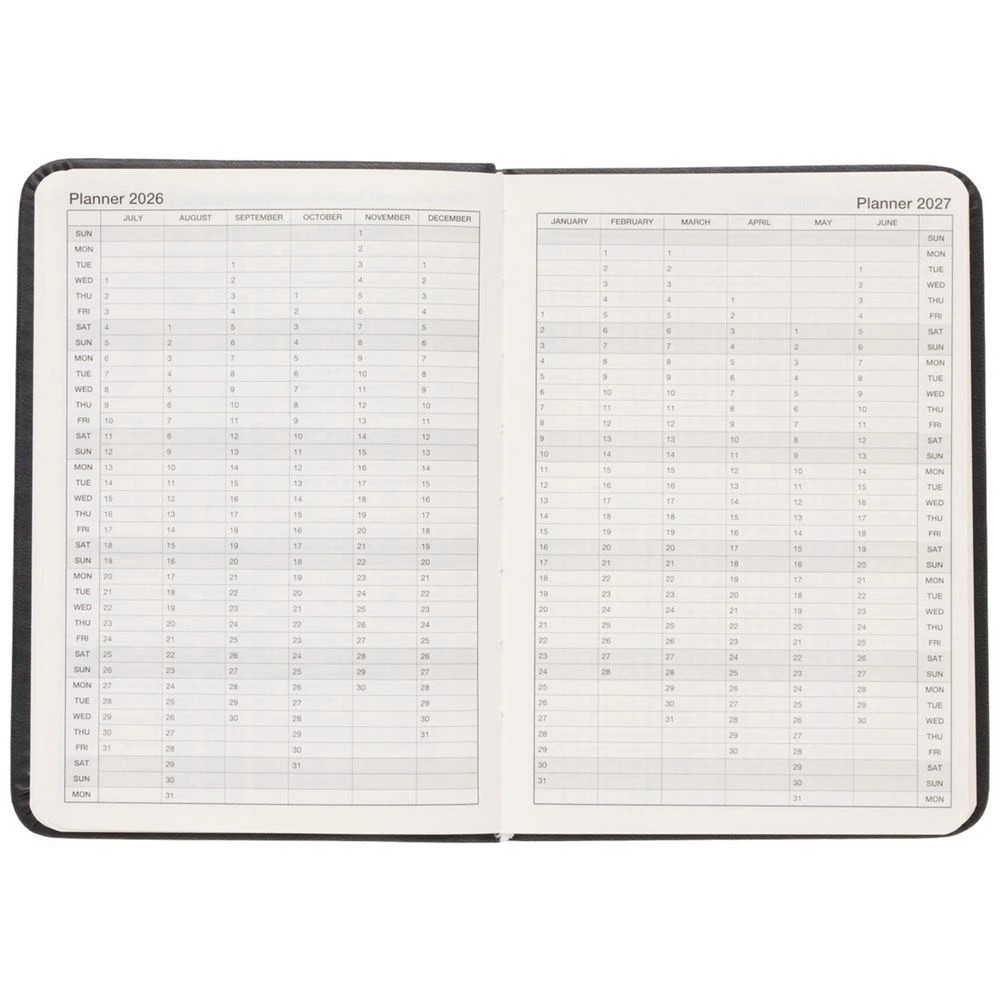 4 J.Burrows A6 Week to View PU FY26/27 Diary Black, 4 of 6