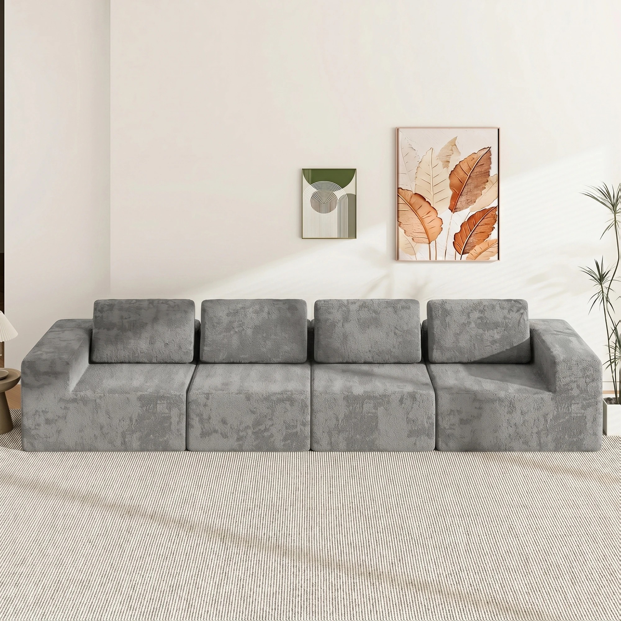 9 Advwin 340cm 4 Seater Sofa Modern Modular Sectional Couch No Assembly- Grey, 9 of 9