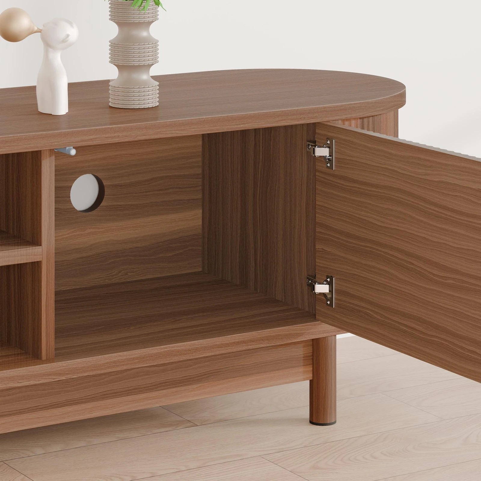 3 Alfordson Entertainment Unit TV Cabinet Stand 160cm Storage Shelf - Walnut, 3 of 10