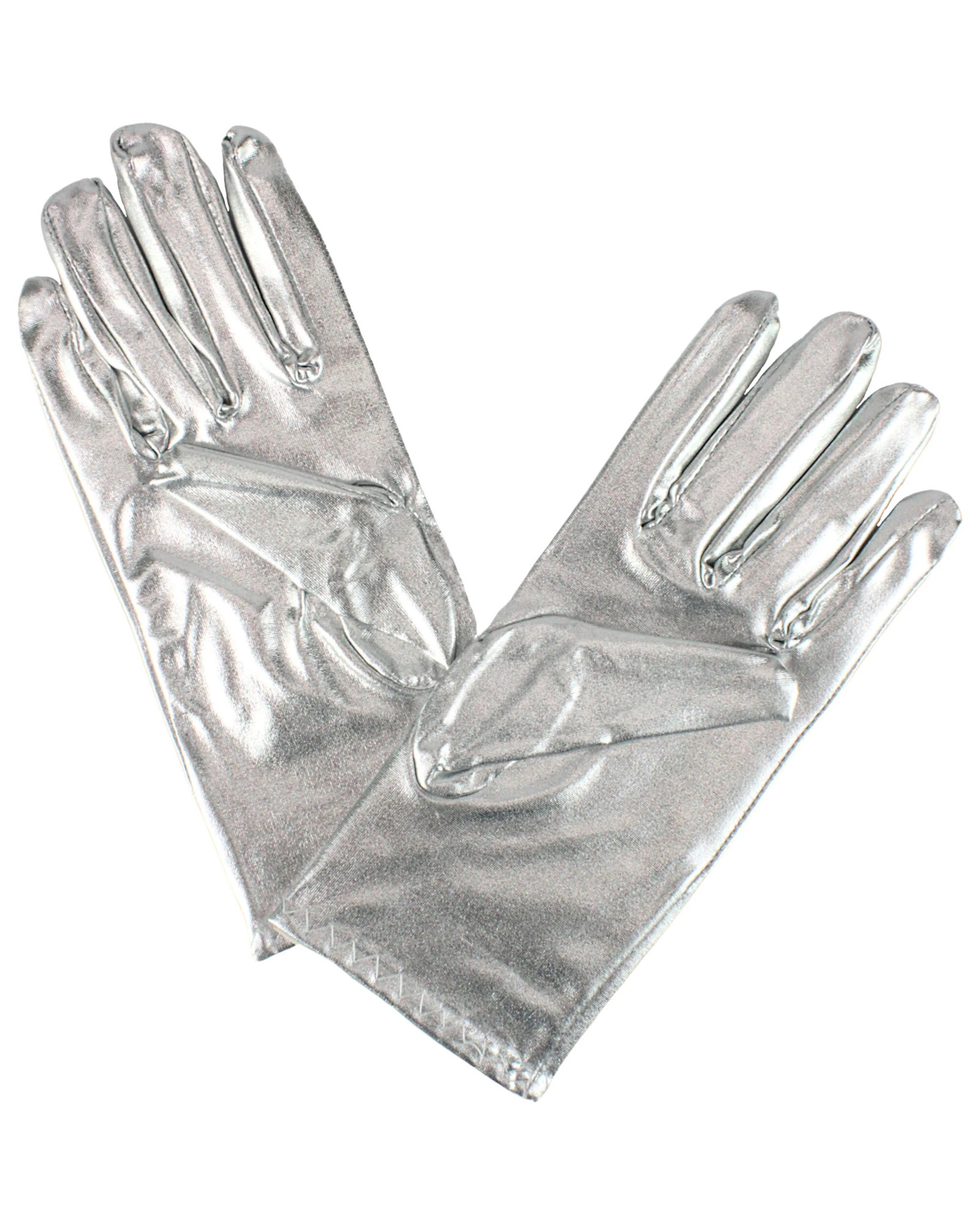 1 JD Party Adult Short Metallic Gloves - One Size - Silver, 1 of 2
