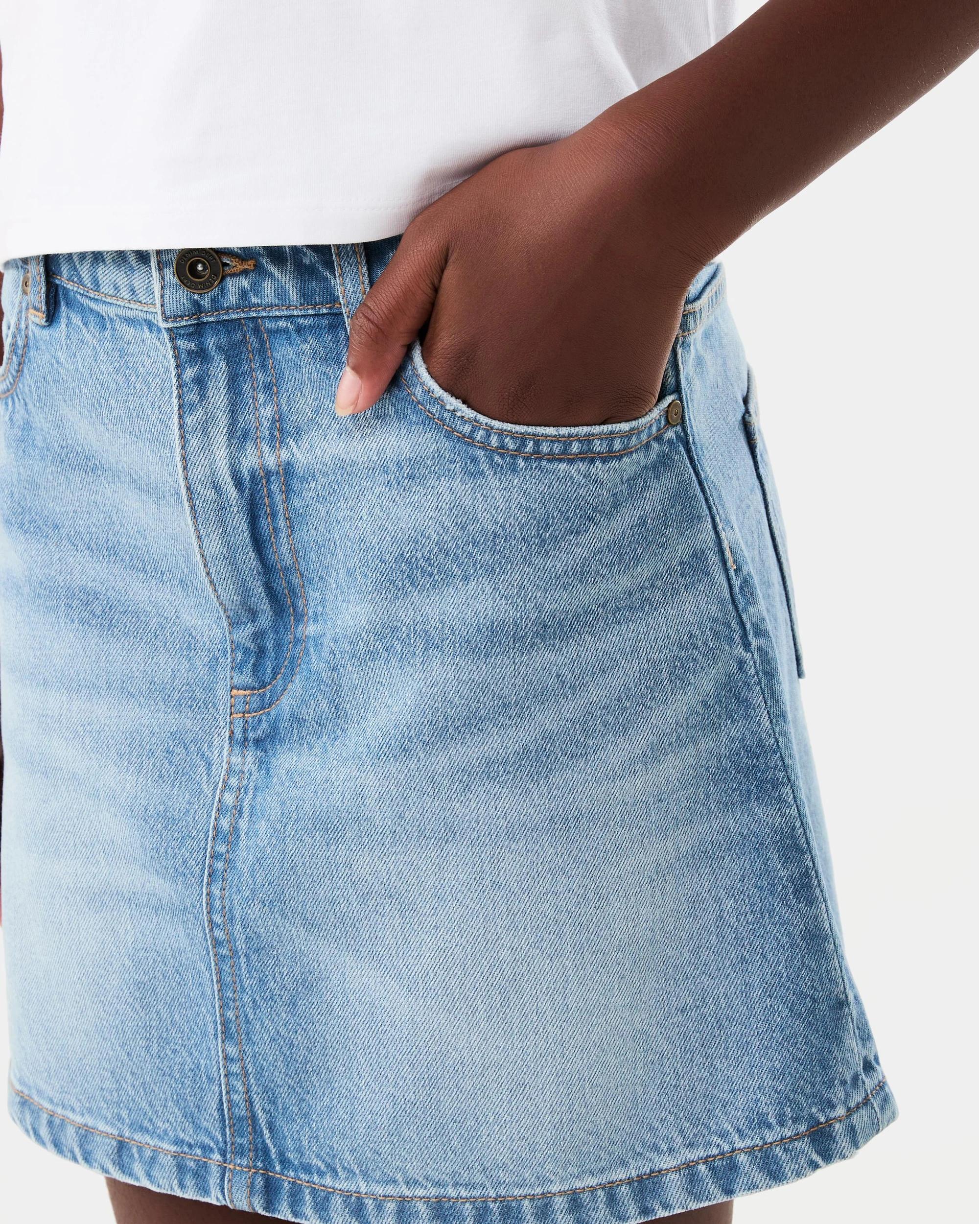 6 Denim Skirt Mid Wash, 6 of 8