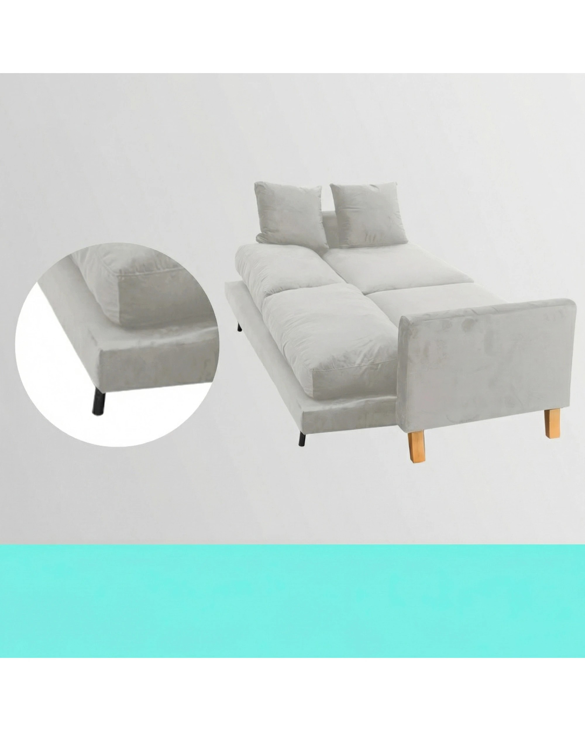 7 Sarantino 3 Seater Faux Velvet Sofa Bed Couch Furniture - Grey, 7 of 9