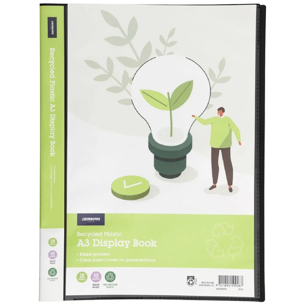 1 J.Burrows A3 Display Book 20 Pockets Black, 1 of 3