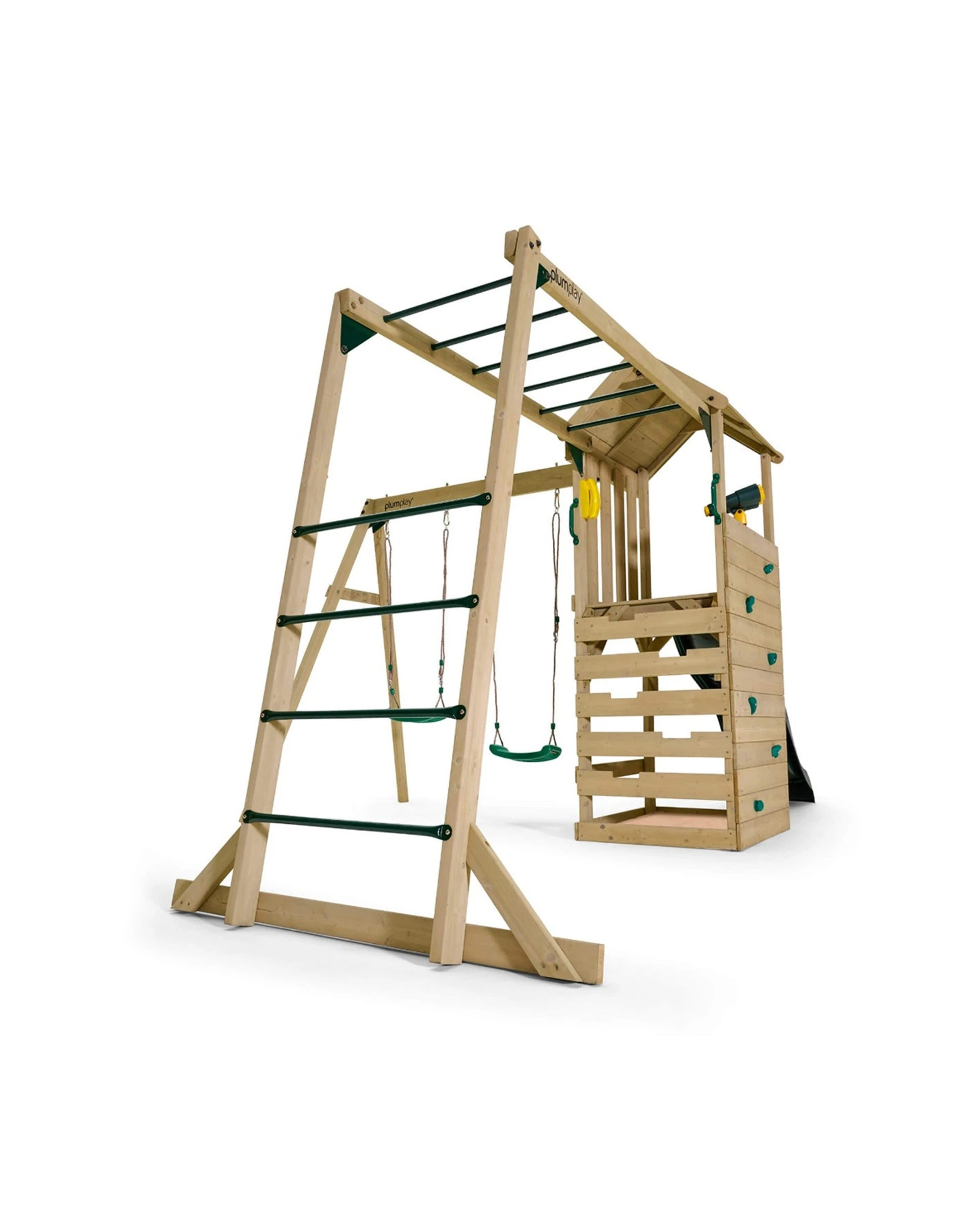 2 Plum Play Kids/Children Outdoor Lookout Tower Centre Swings & Monkey Bars Outdoor Playset - Green, 2 of 8