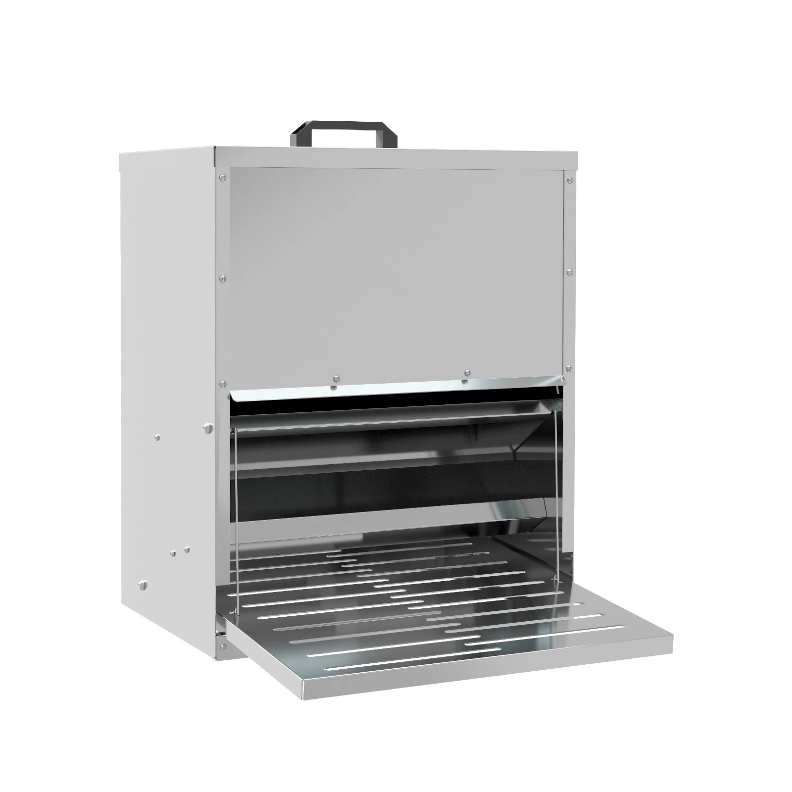 1 Alopet Automatic Chicken Feeder Auto Coop Chick Treadle Self Opening 15kg - Silver, 1 of 9