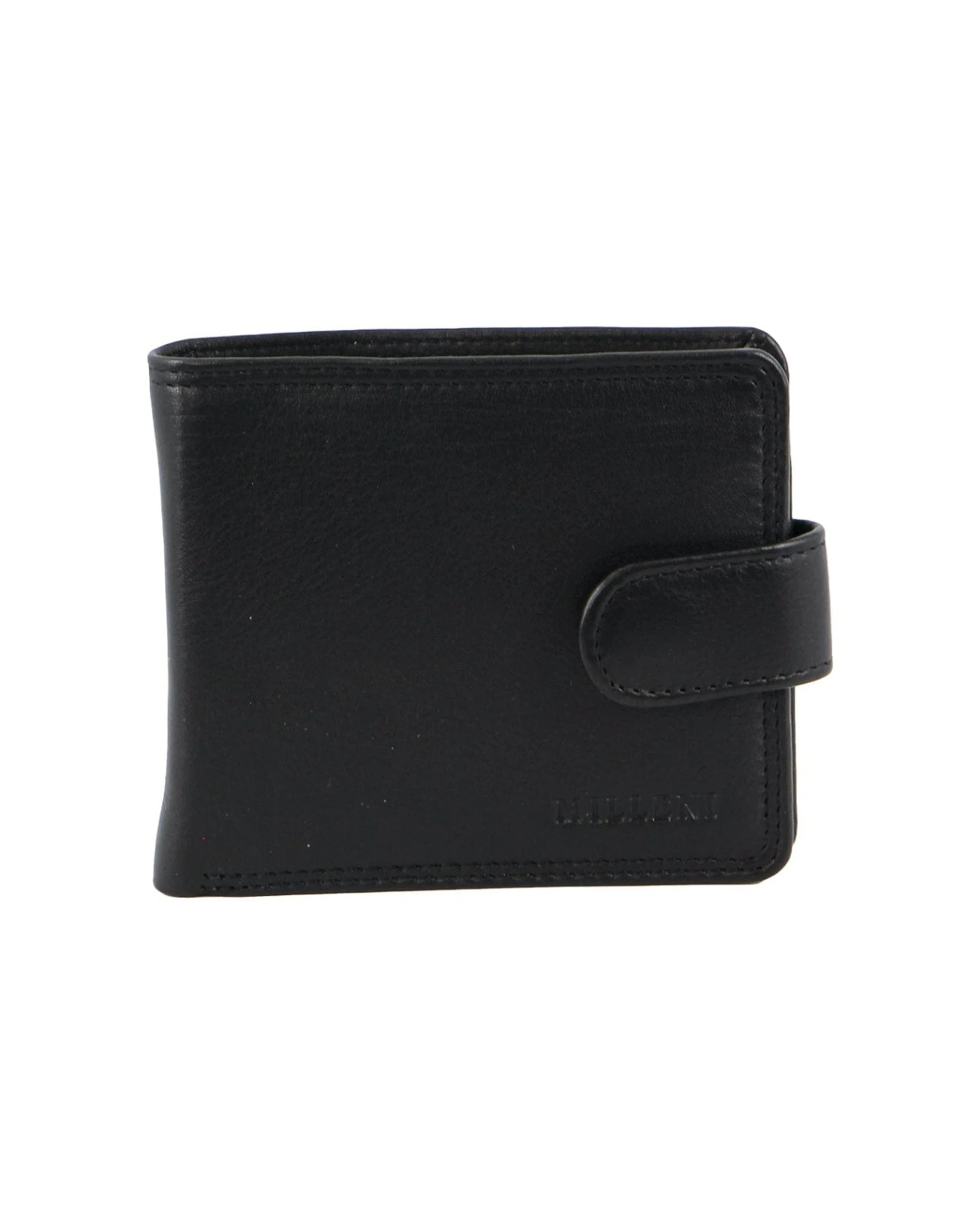 1 Milleni Men's Leather Cash/Card Tab RFID Protected Wallet 11cm - Black, 1 of 2
