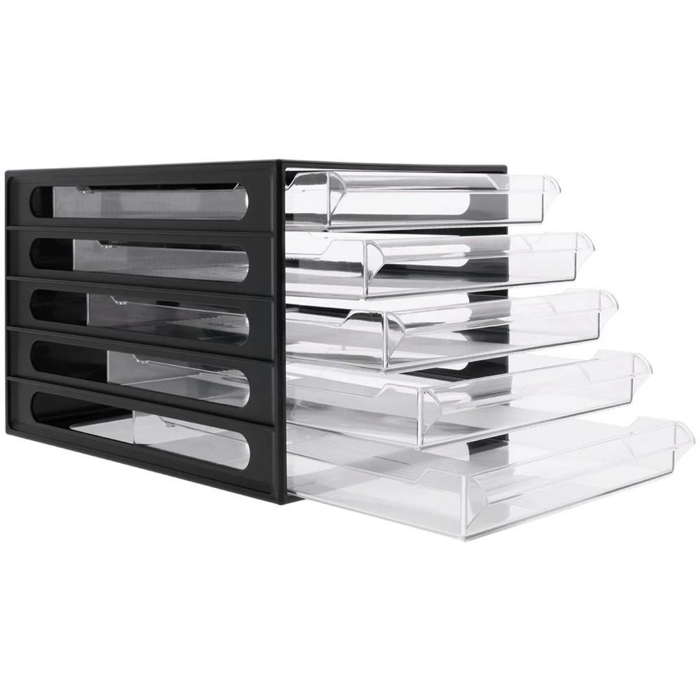 2 J.Burrows Desktop File Storage Organiser 5 Drawer Black, 2 of 4