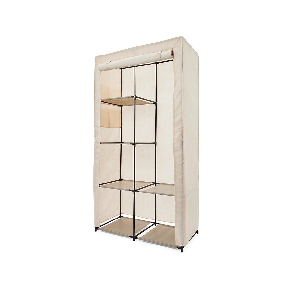 3 Linen Look Covered Wardrobe - Beige, 3 of 10