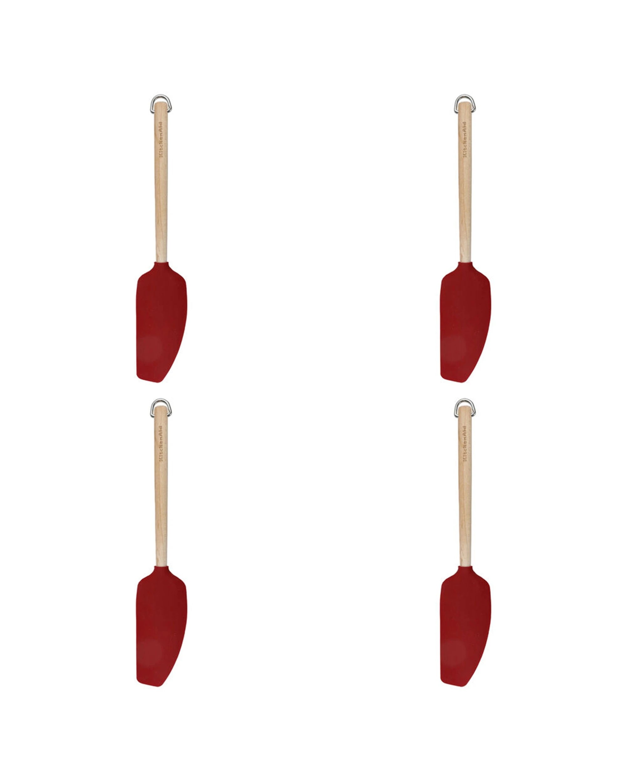 1 KitchenAid Birchwood Handle Mixer Spatula 4PK Silicone Head Kitchen Utensil - Red, 1 of 6