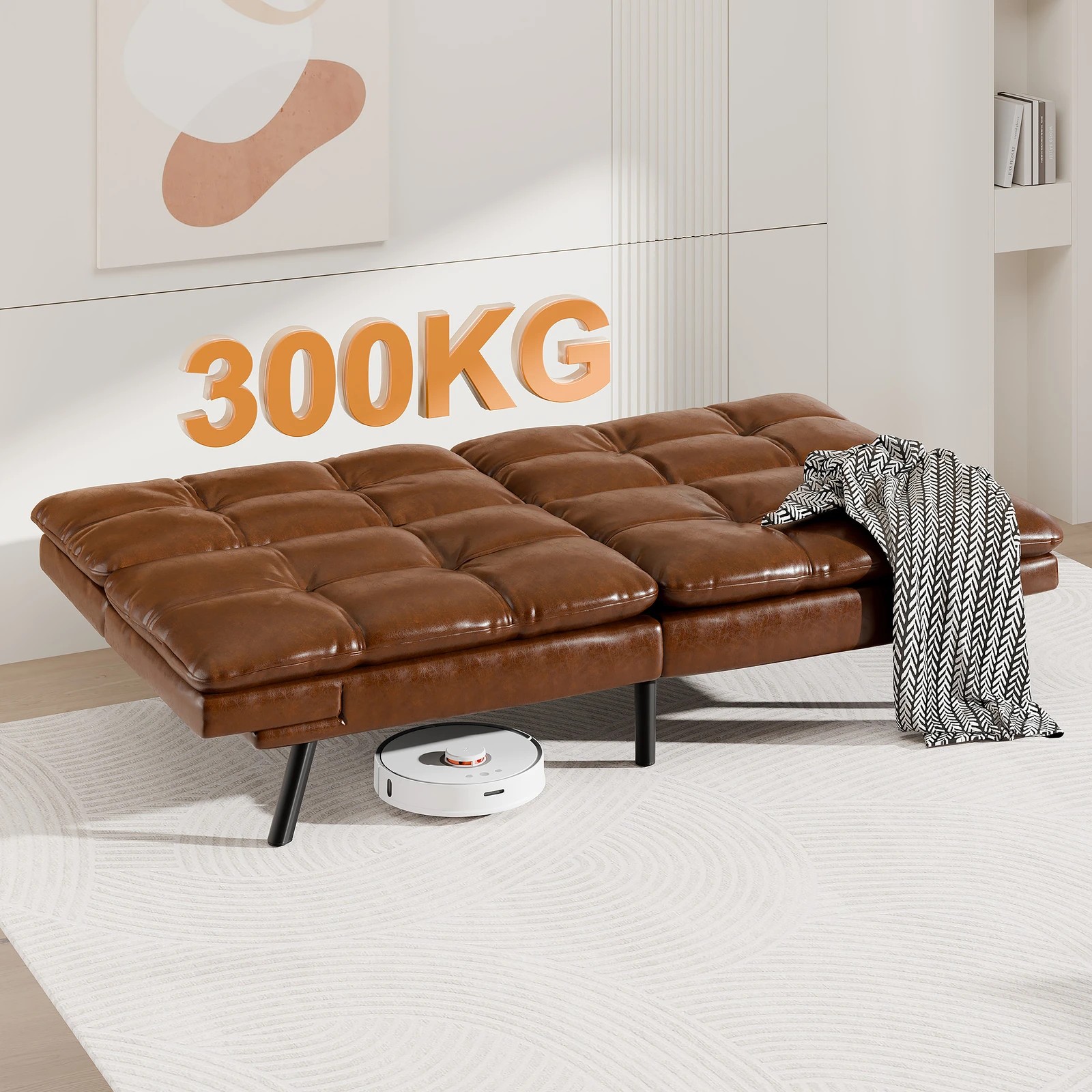 5 Alfordson Sofa Bed Couch 3 Seater Lounge Recliner Leather - Brown, 5 of 9