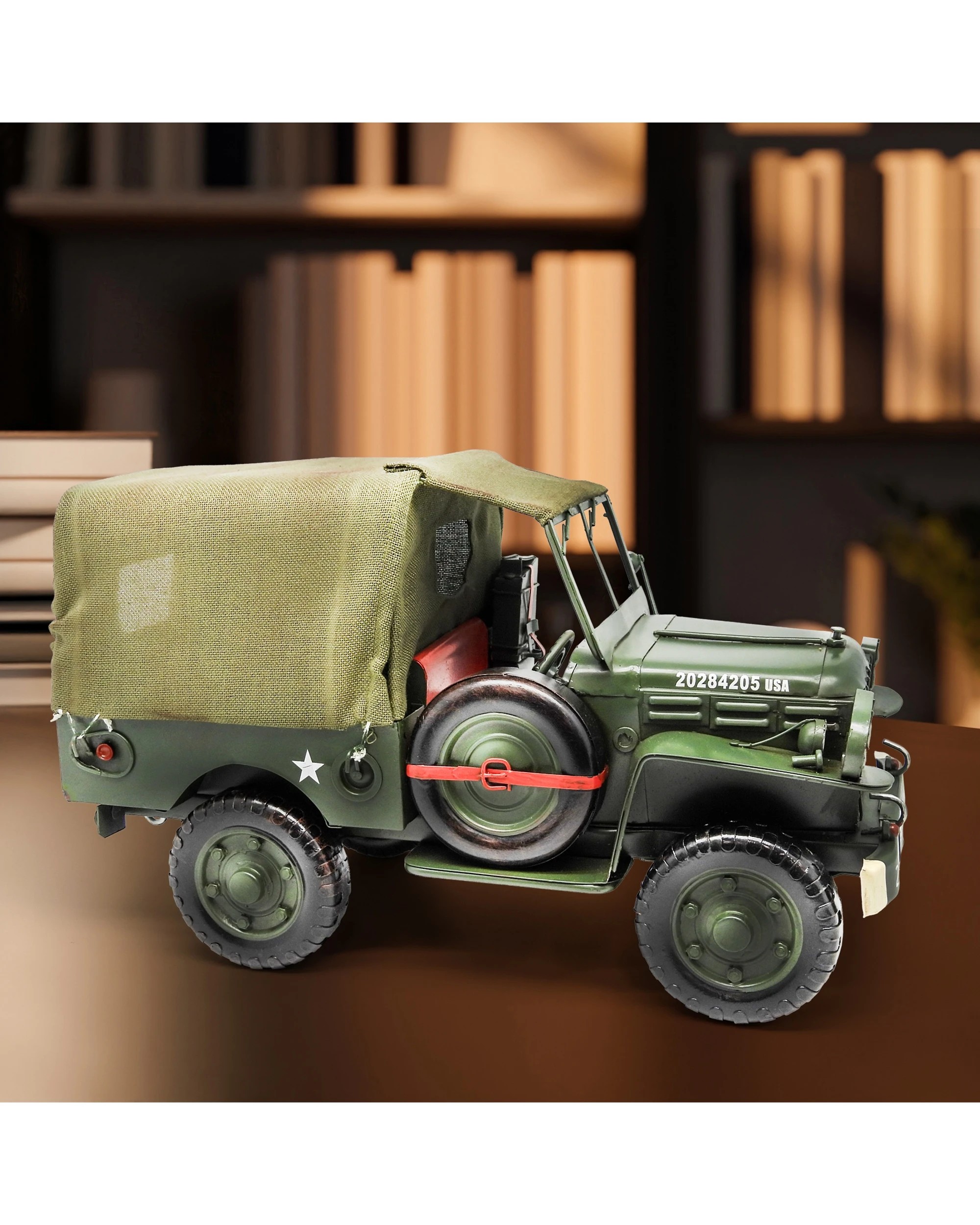 6 Boyle Metal Ornament Figurine Army Jeep Truck 34cm - Green, 6 of 6