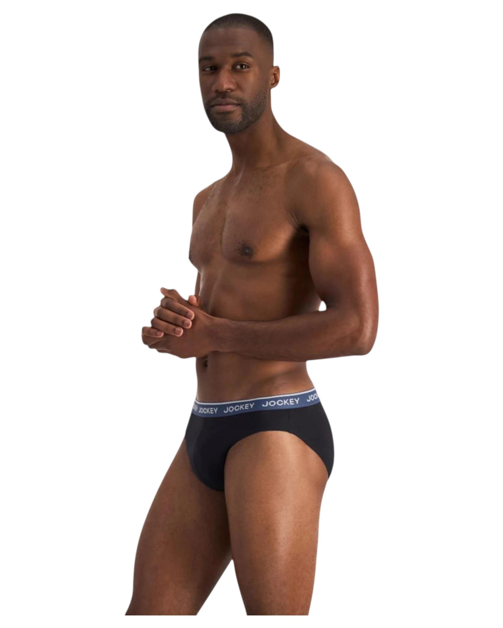 8 Jockey 4 Pack Elastic Cotton Brief Underwear Black Multi Undies BLACK, 8 of 10